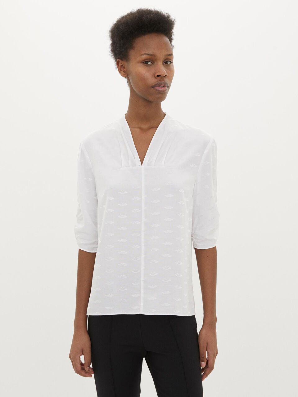 Jacquardvævet bluse Jacquardvævet bluse