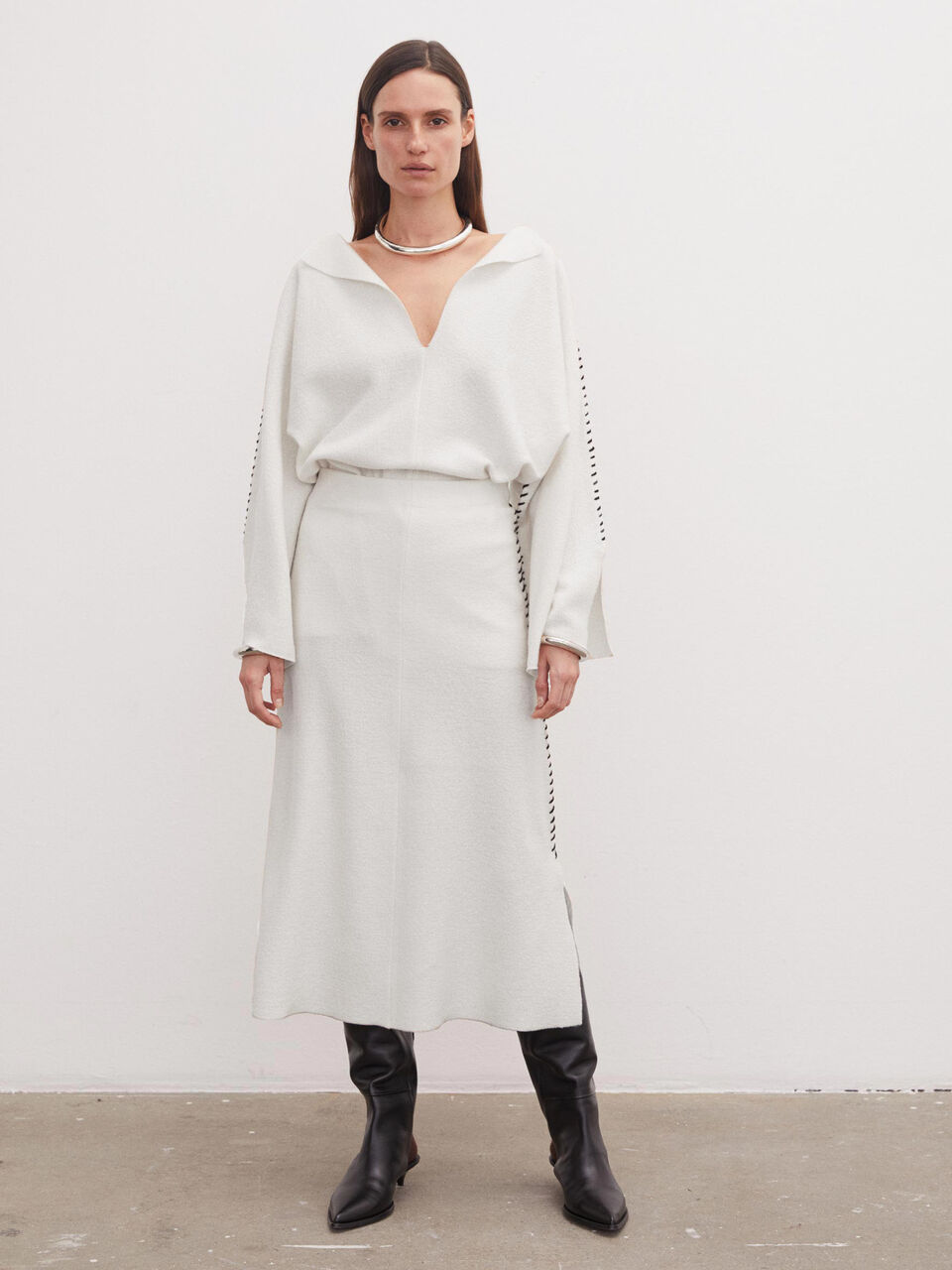 Bivana contrast-stitch skirt Bivana contrast-stitch skirt