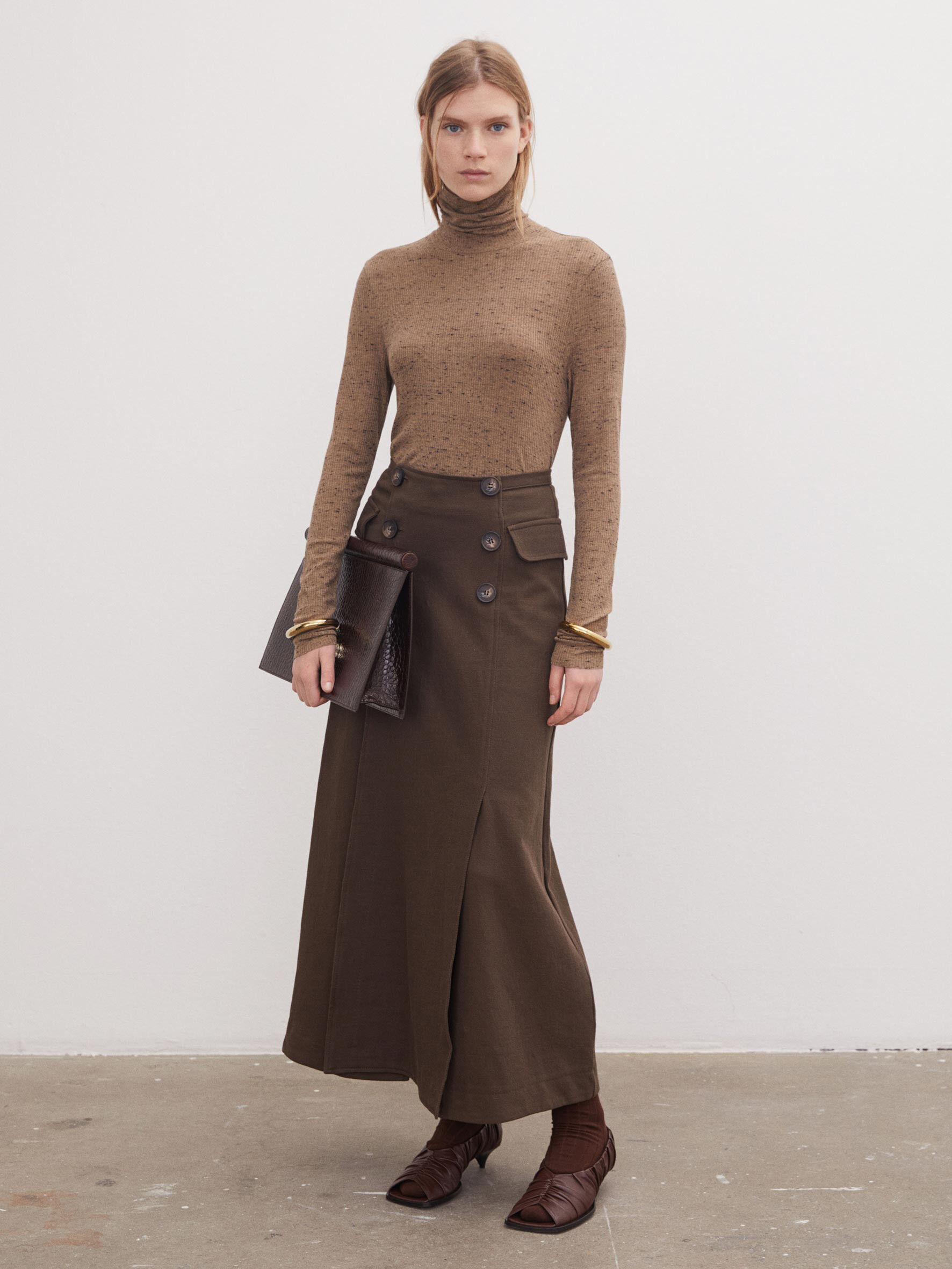 long khaki skirts vest