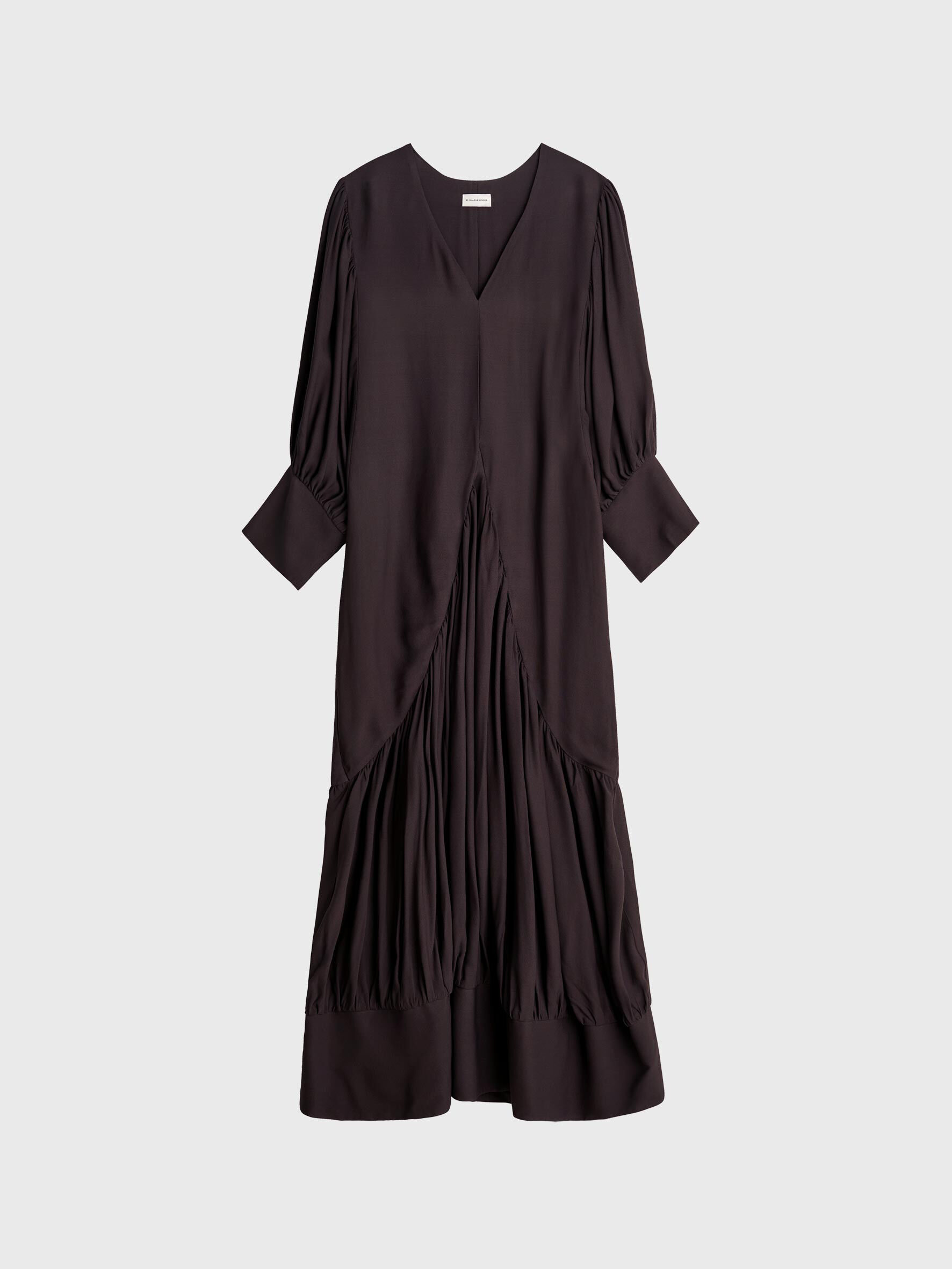 pleated maxi dress with sleeves