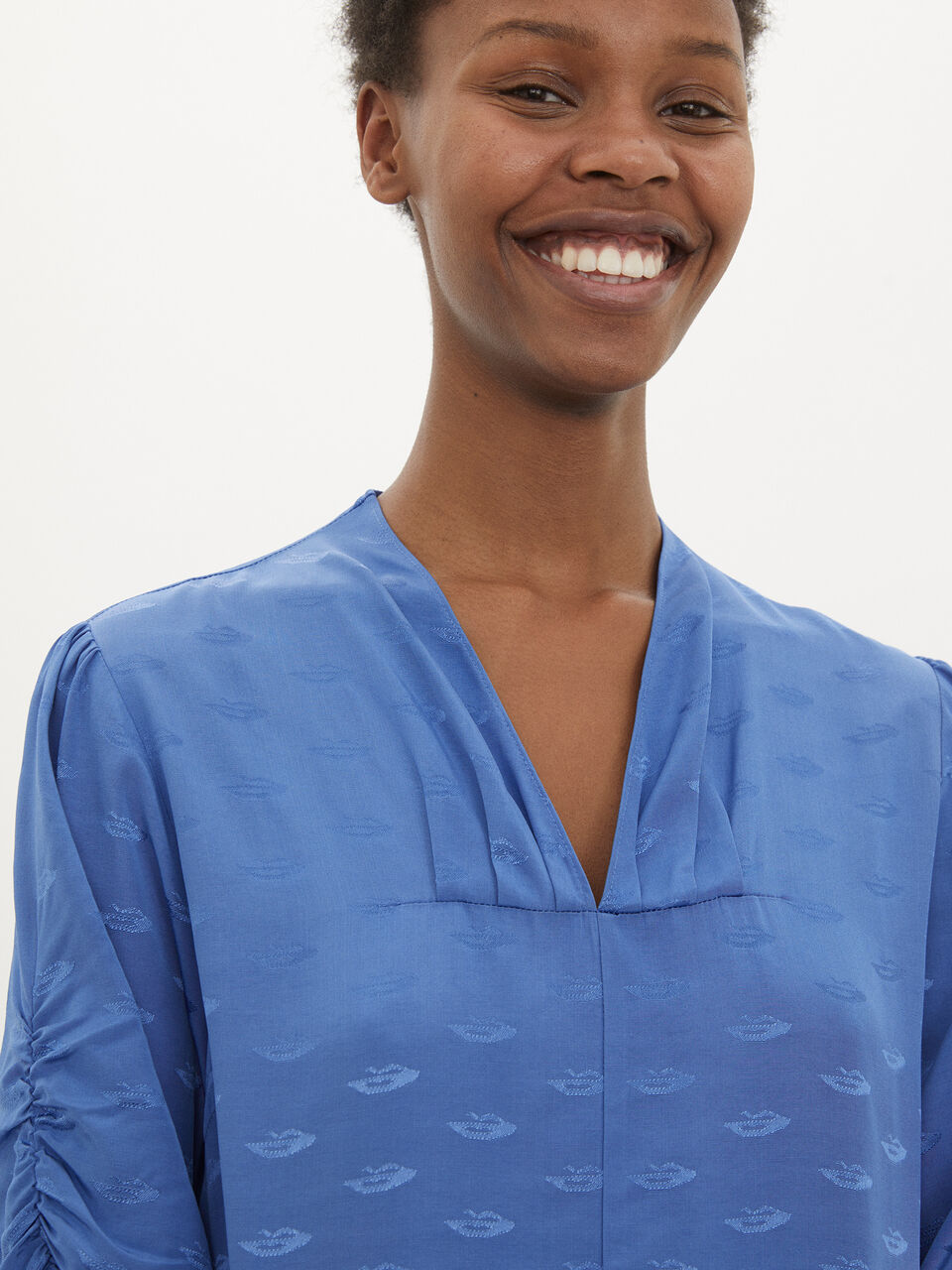 Jacquardvævet bluse Jacquardvævet bluse