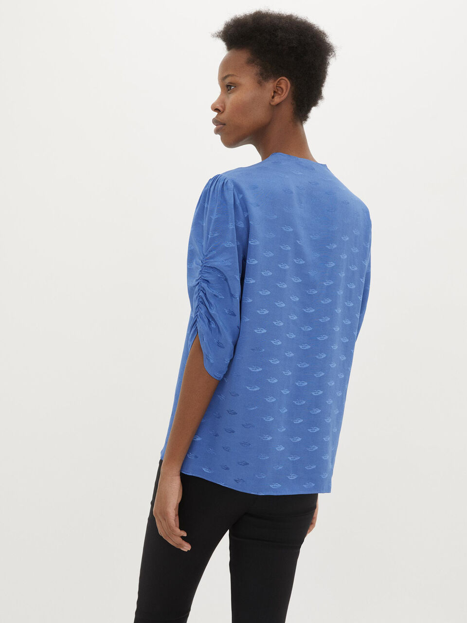 Jacquardvævet bluse Jacquardvævet bluse