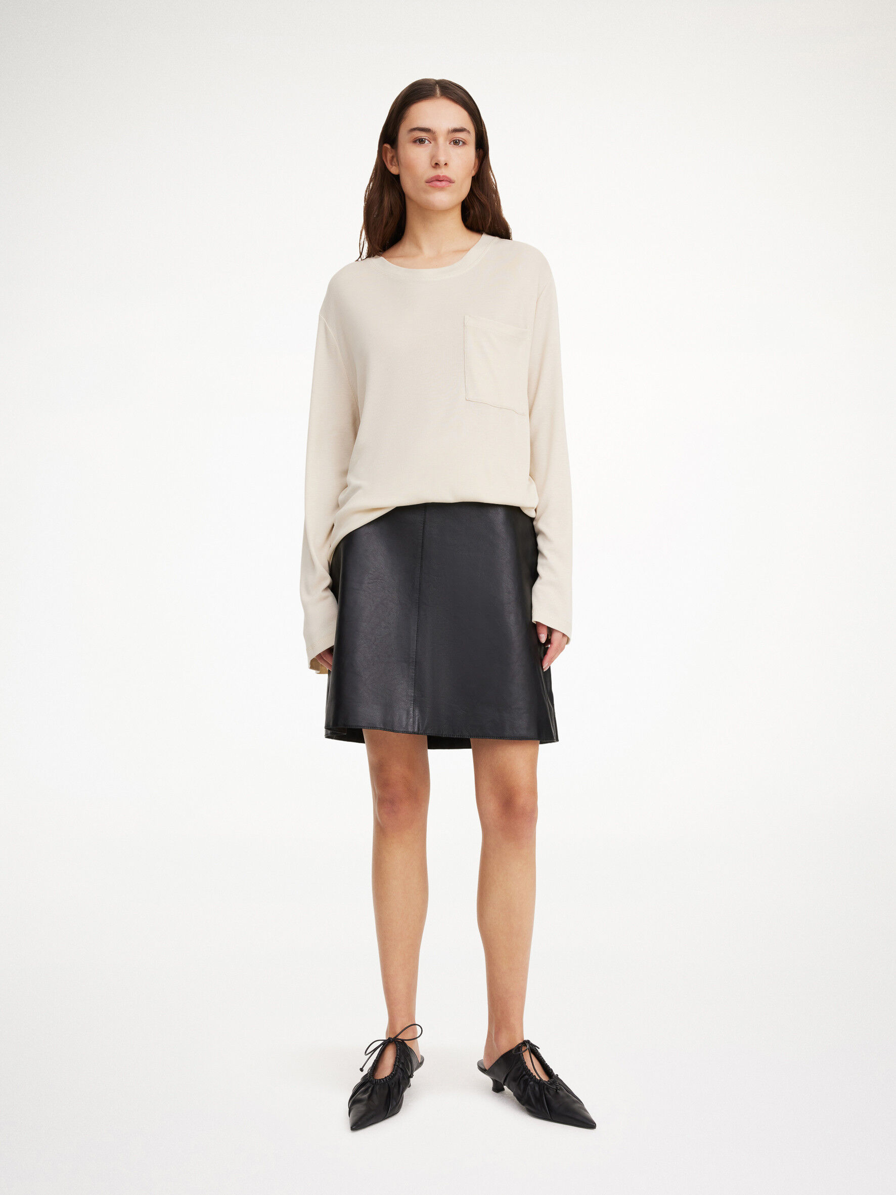 Leather mini skirt online discount