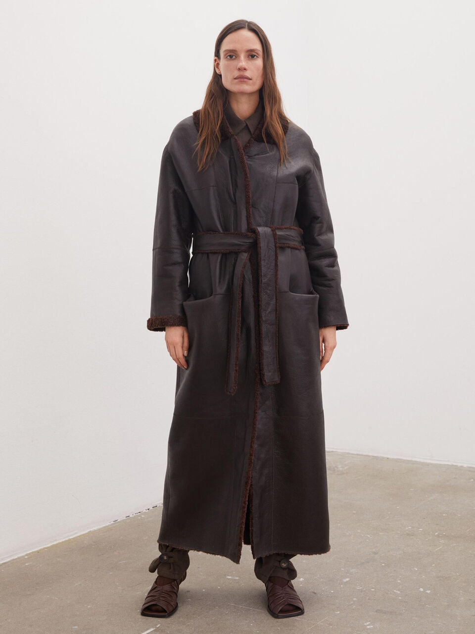 Ottoes maxi shearling coat Ottoes maxi shearling coat