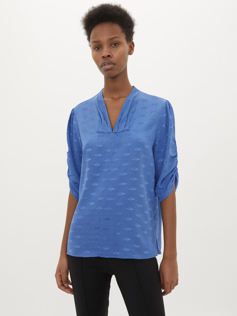 Jacquardvævet bluse Jacquardvævet bluse