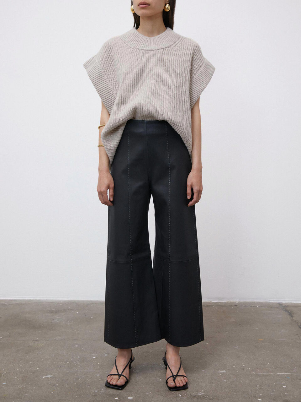 mid-waist leather trousers - and skirts online