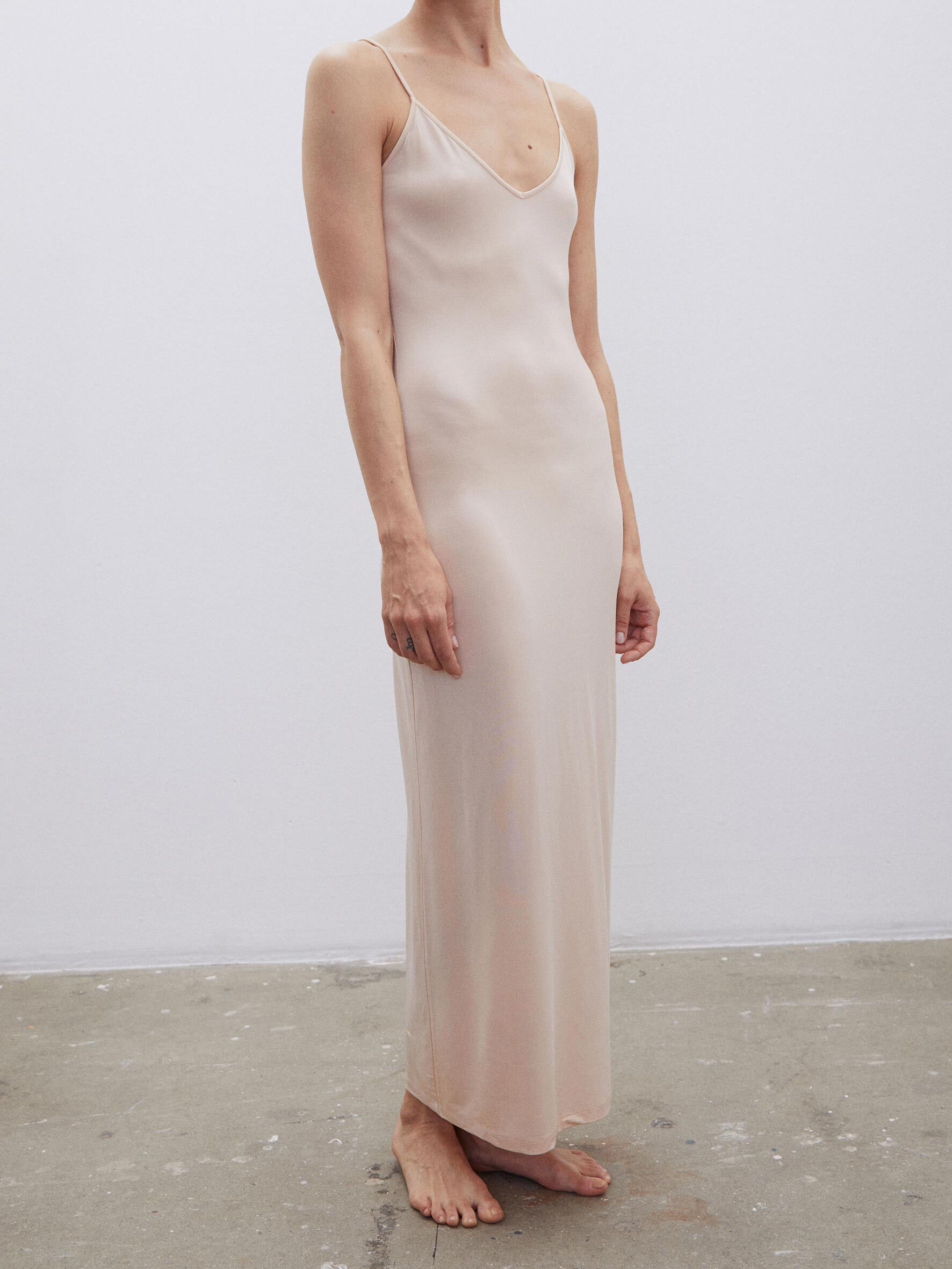 full length white slip dress