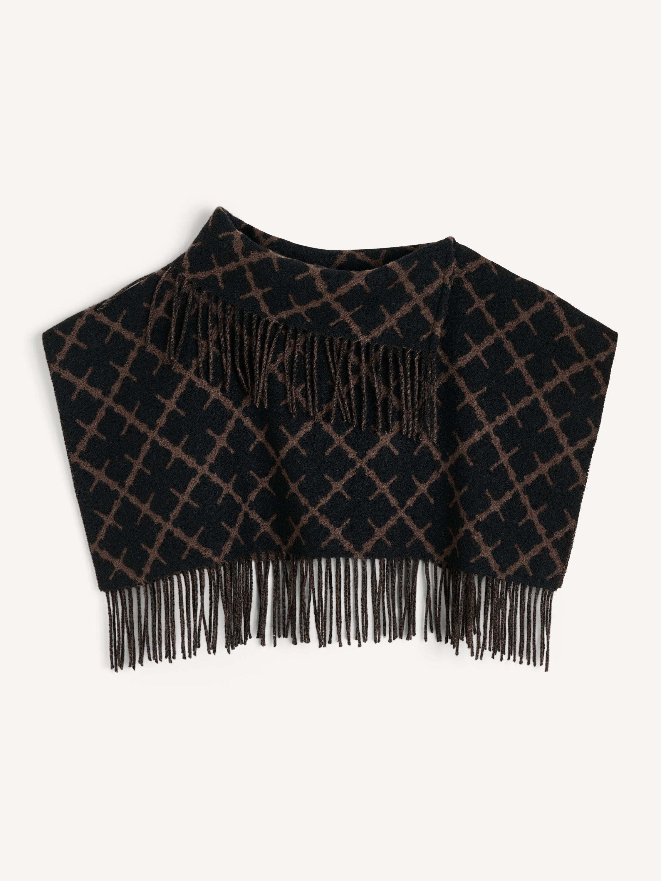 Turtla Wool Fringe Bib in Dark Mahogany