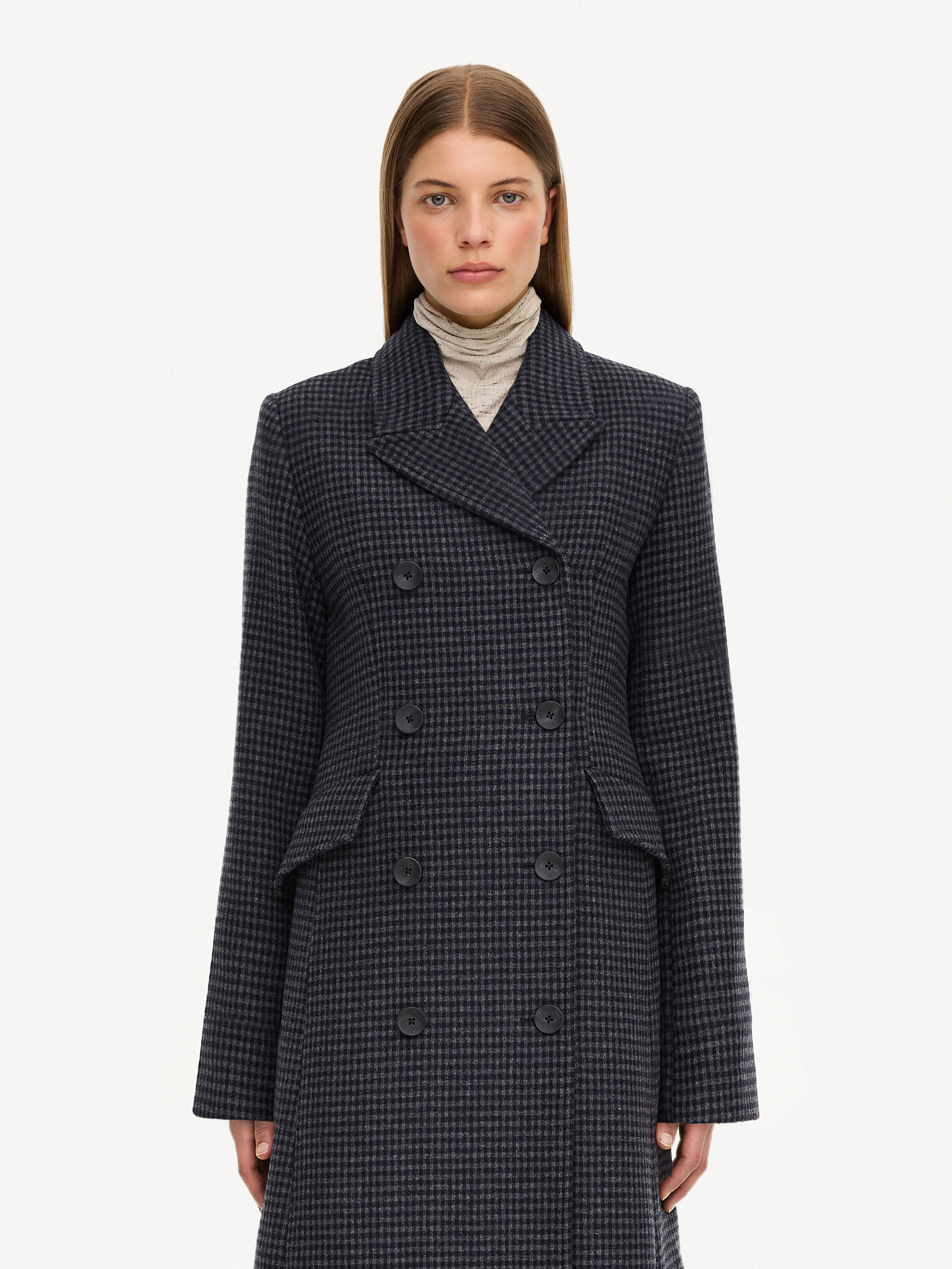 Checked cheap pea coat
