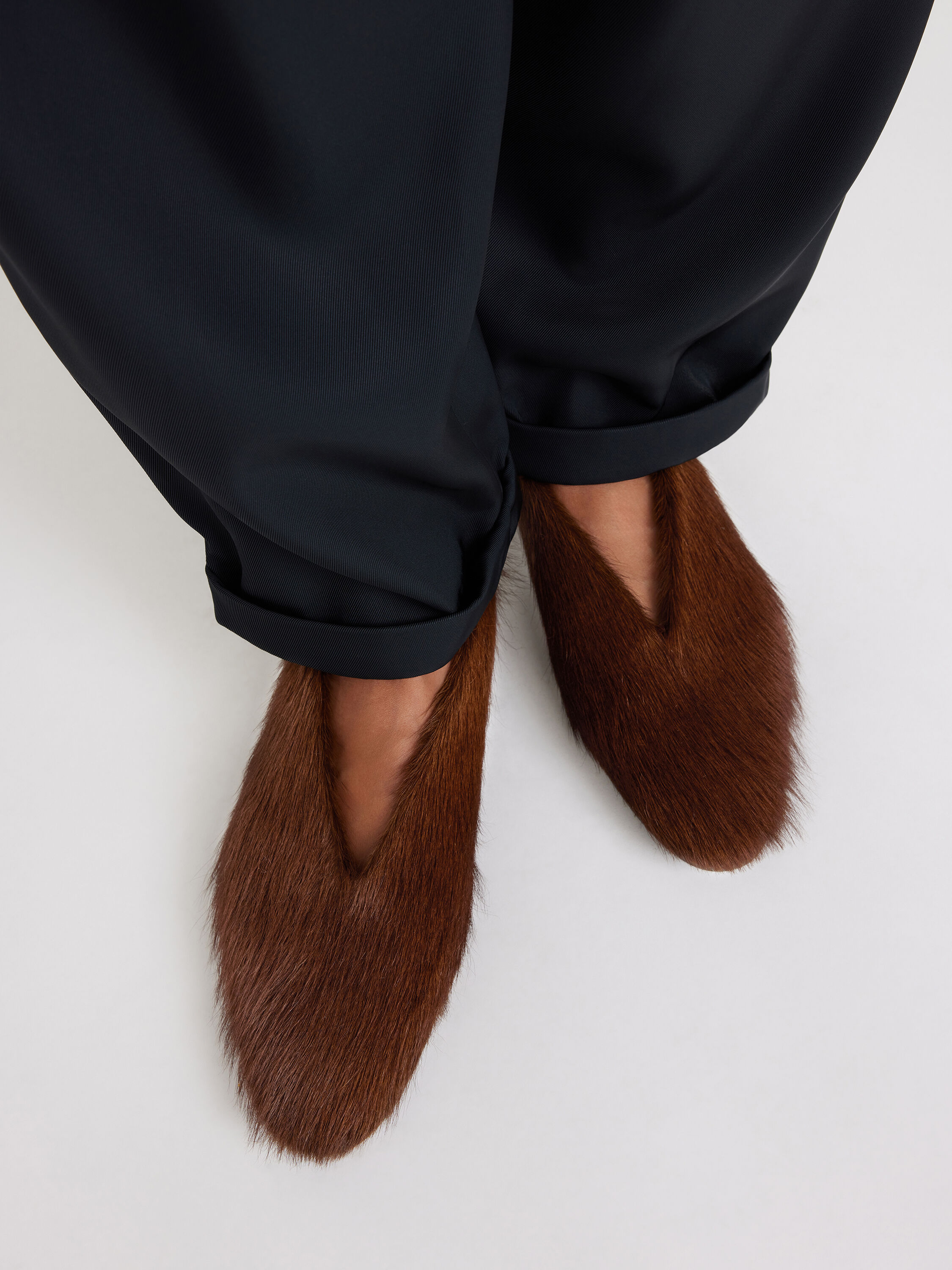 Furry flats shoes discount
