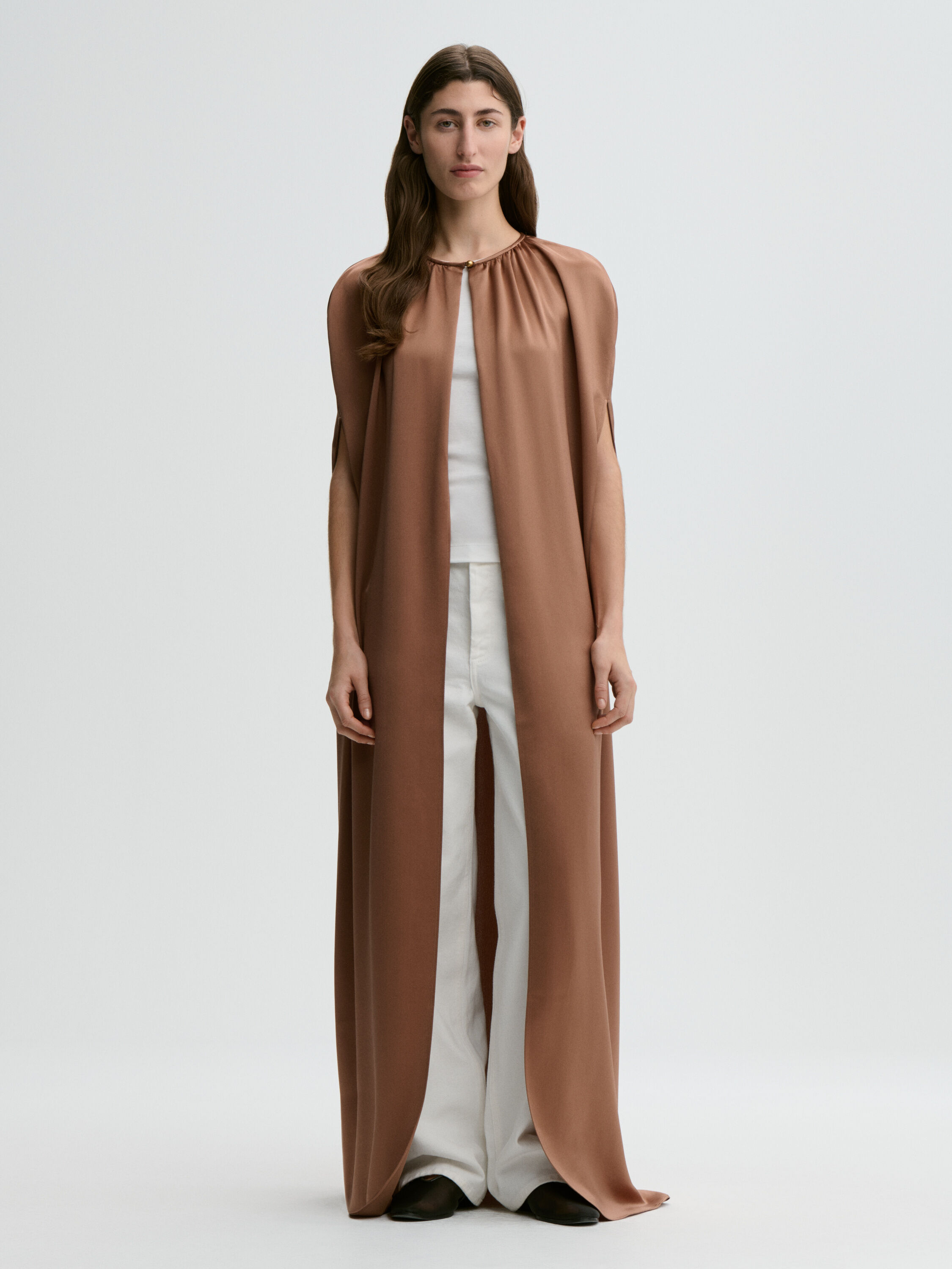 Dallie satin maxi cape