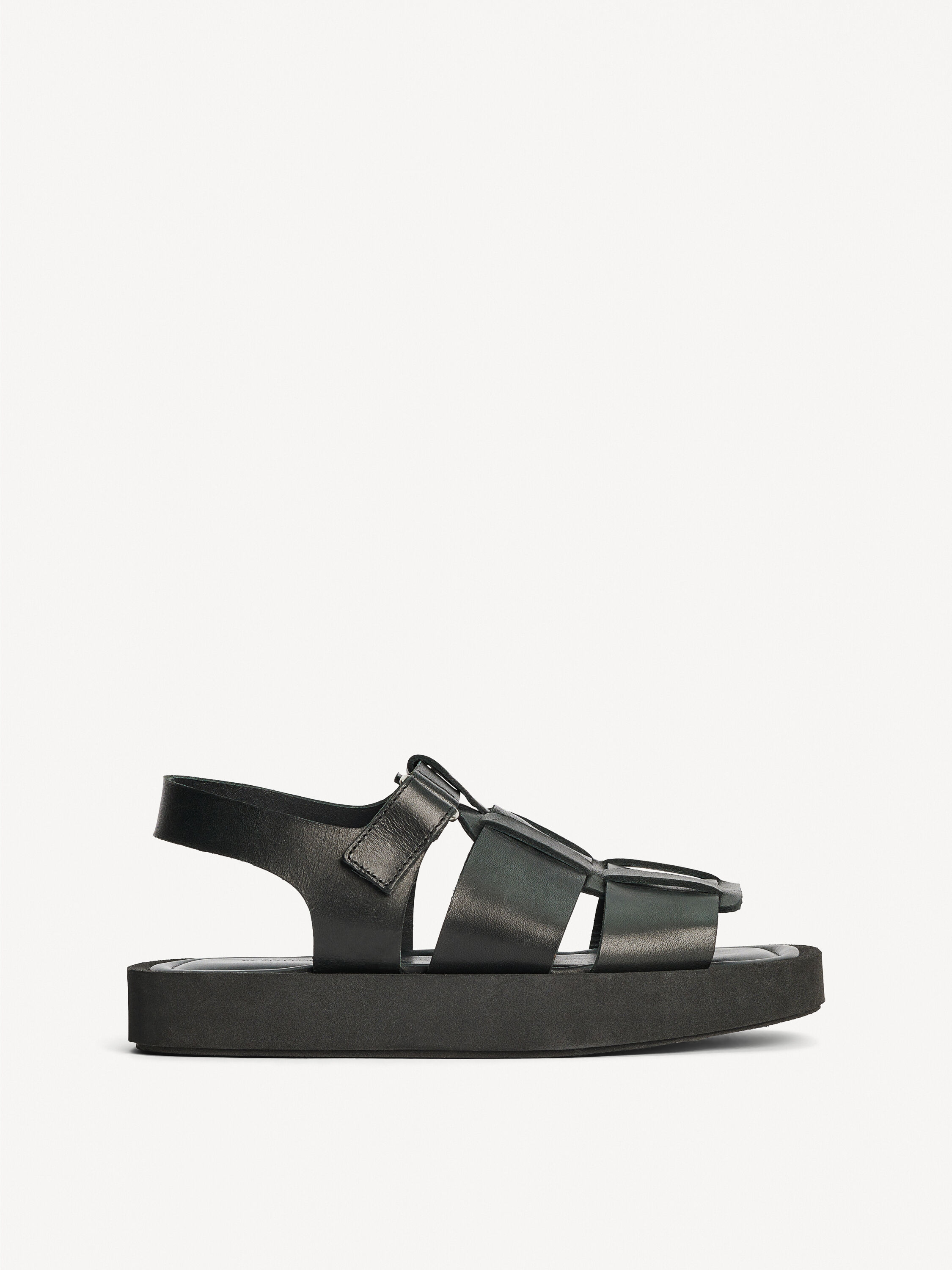 Black top leather sandals