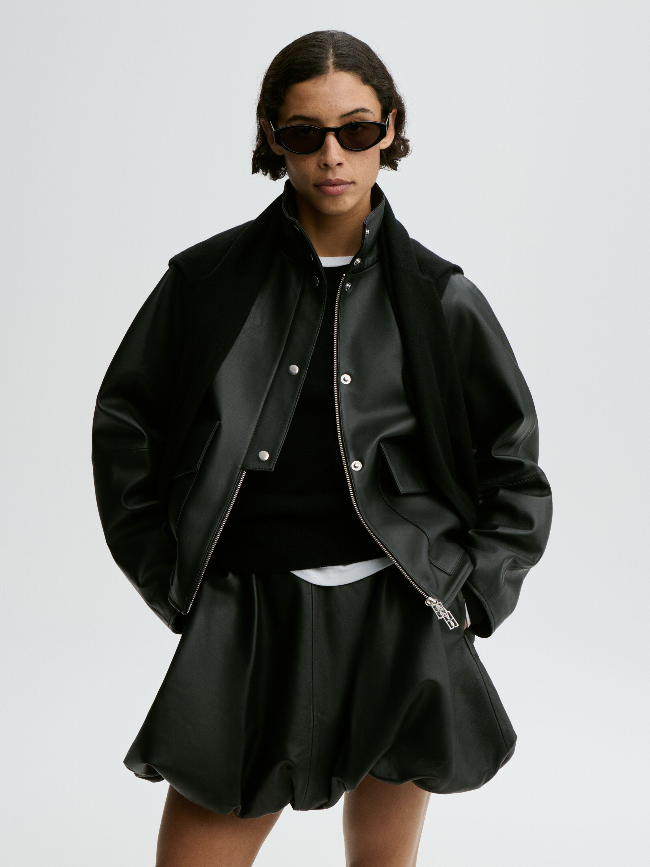 EXCLUSIVE: Brey Leather mini skirt