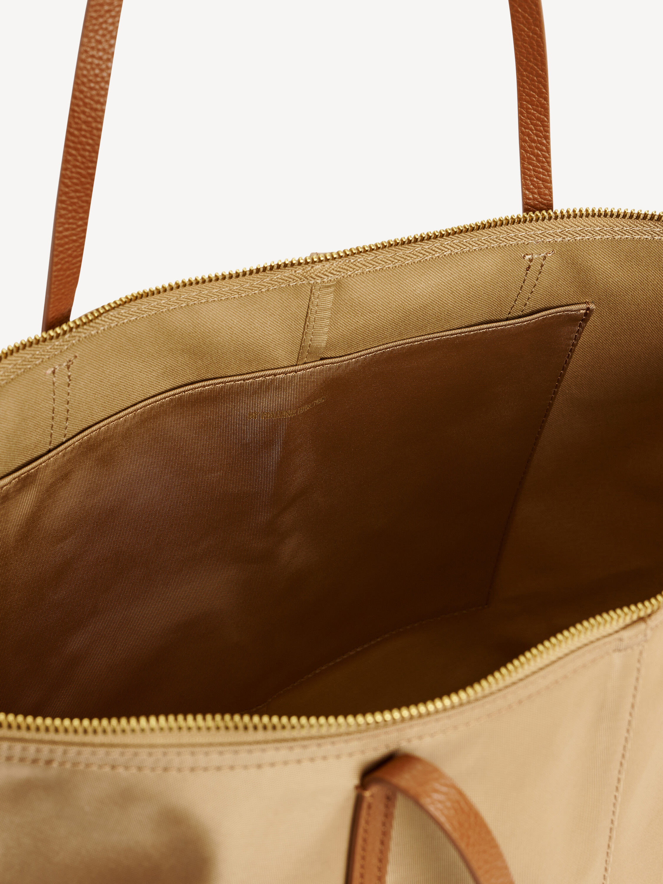 Brown tote bag with zipper discount