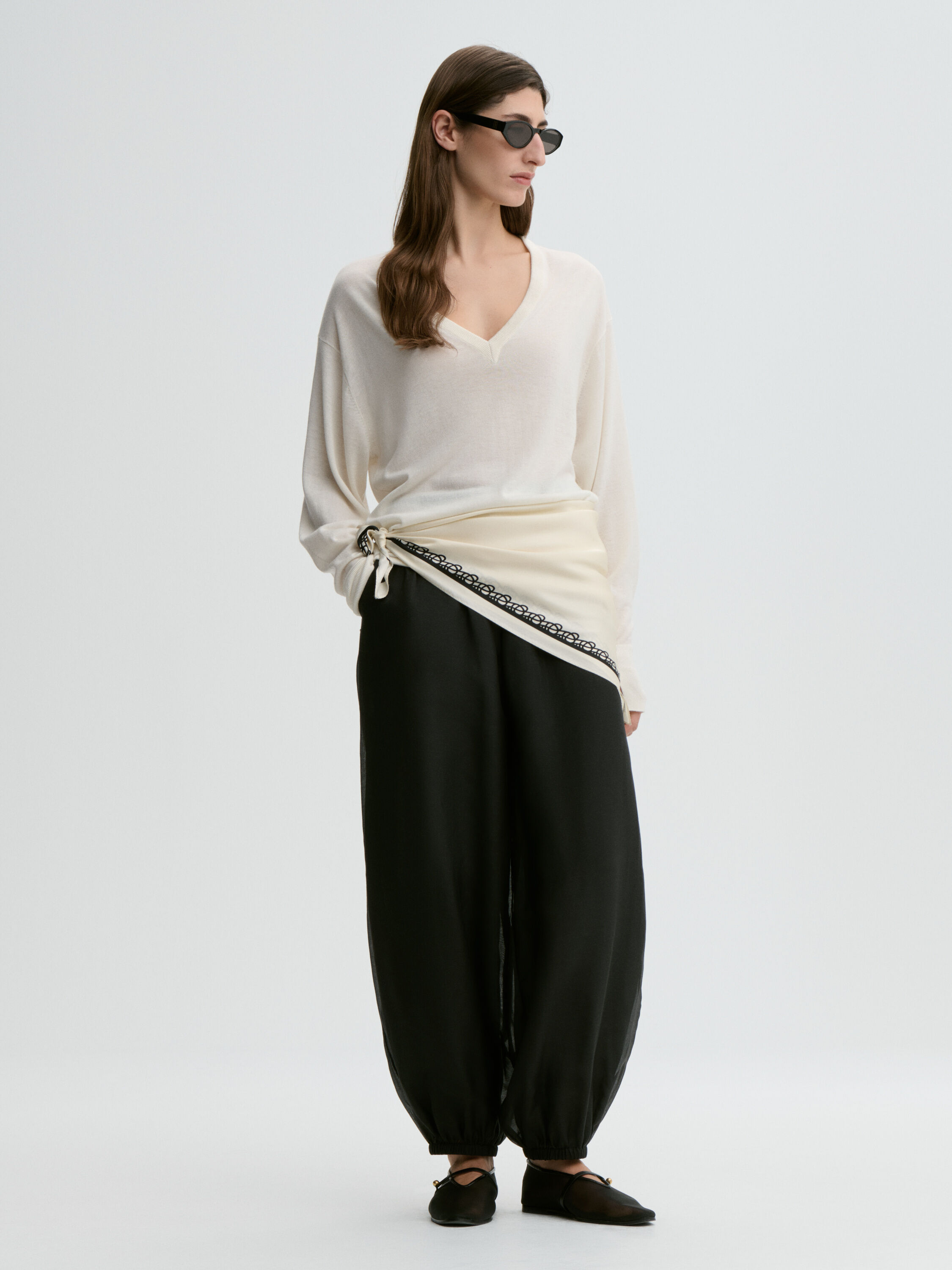 Pantalon en organza de soie Lumas