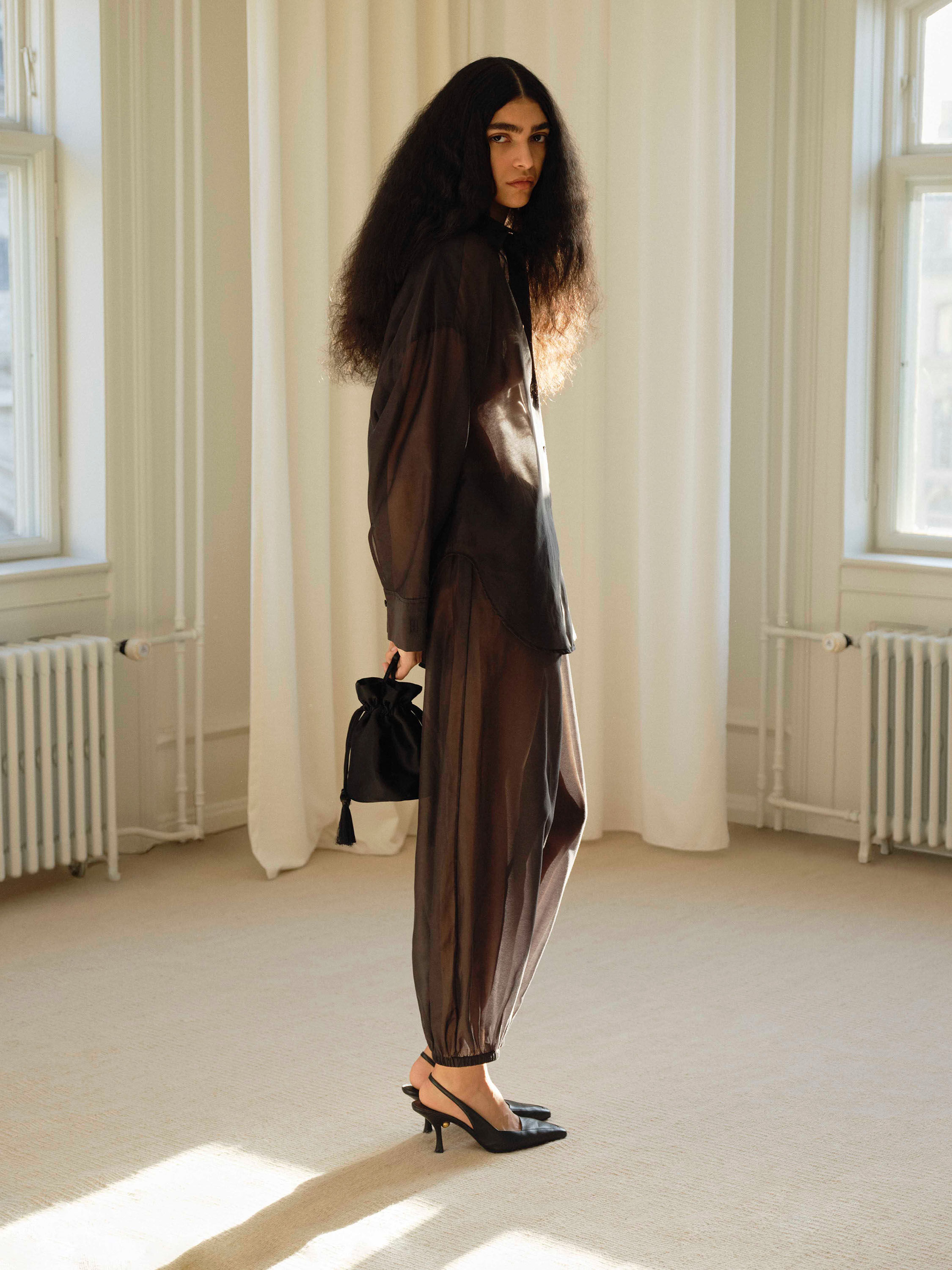 Lumas silk organza trousers