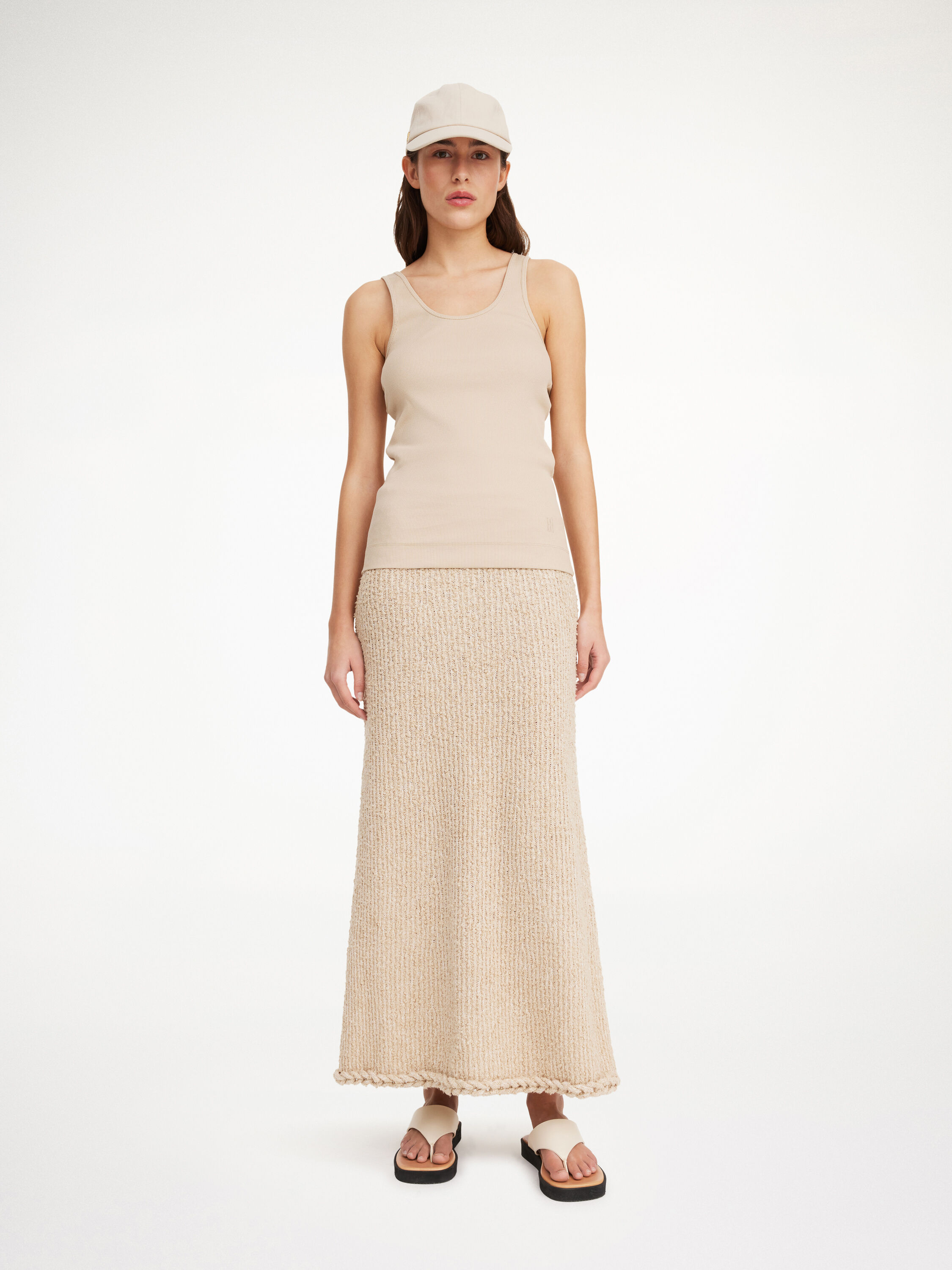 Cotton knit maxi best sale skirt