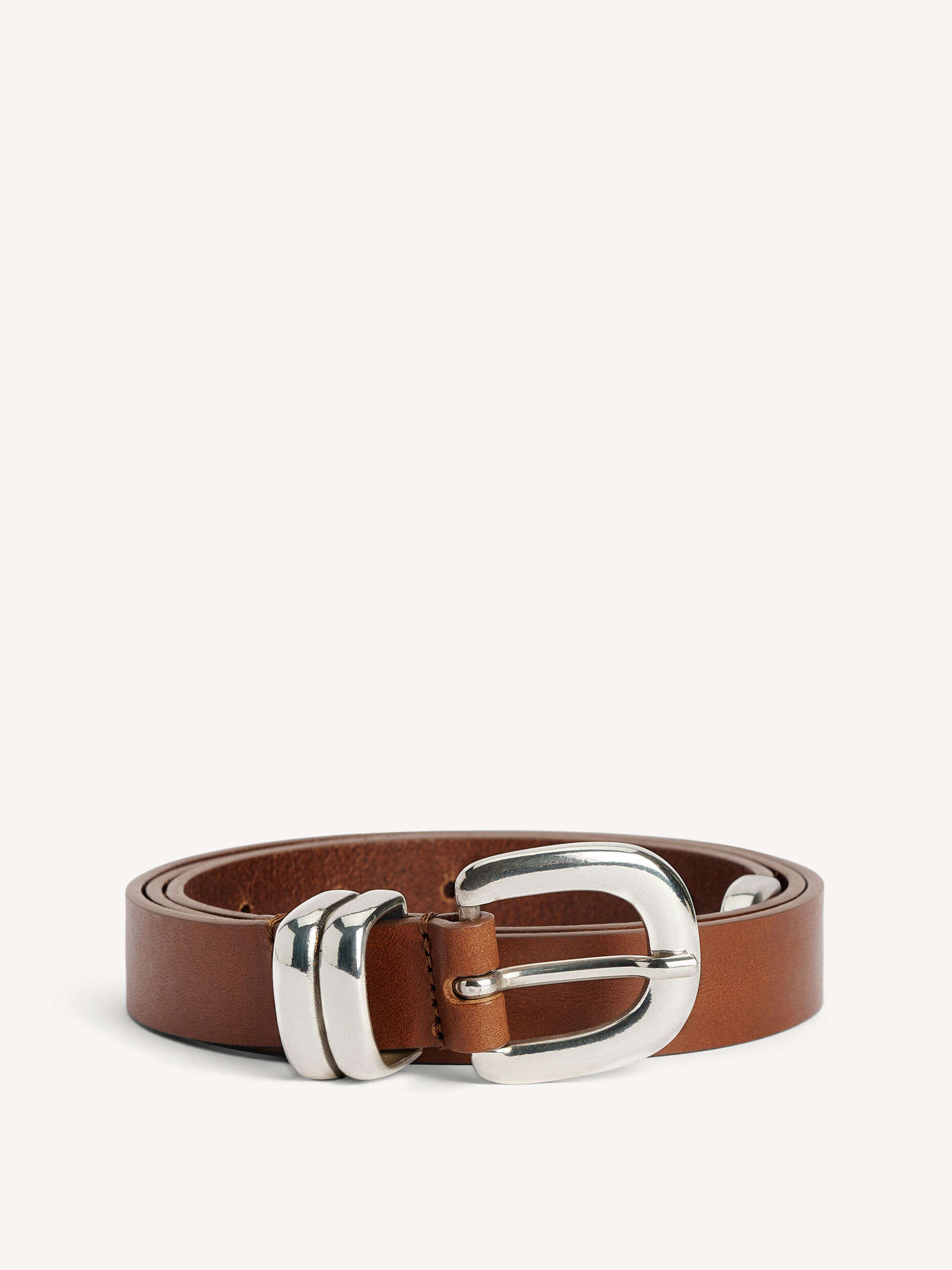 Kids Black Leather Belt with Smooth Silver Tone Buckle 24Z5