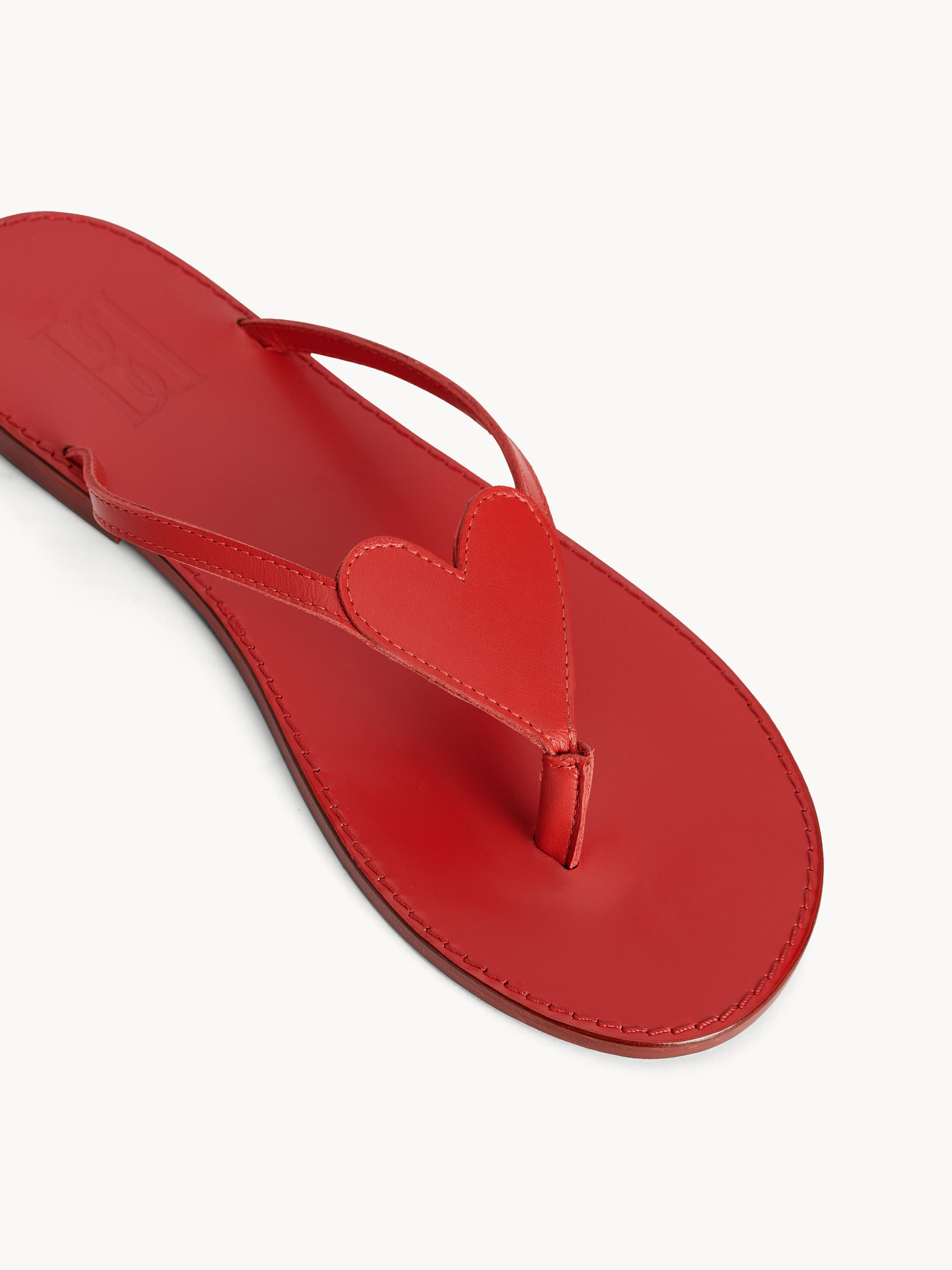Red leather flip flops clearance