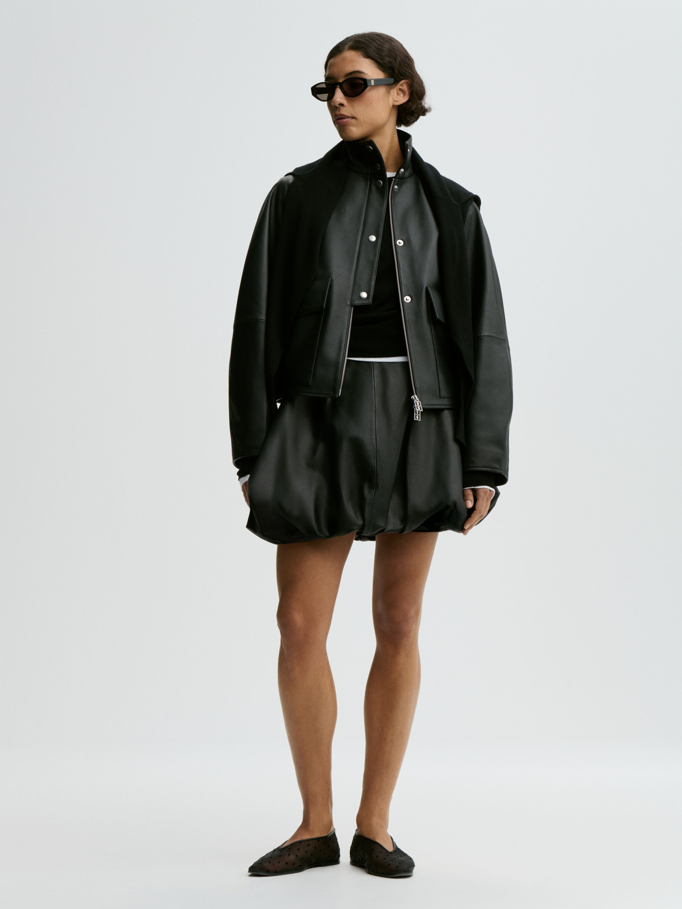 EXCLUSIVE: Brey Leather mini skirt