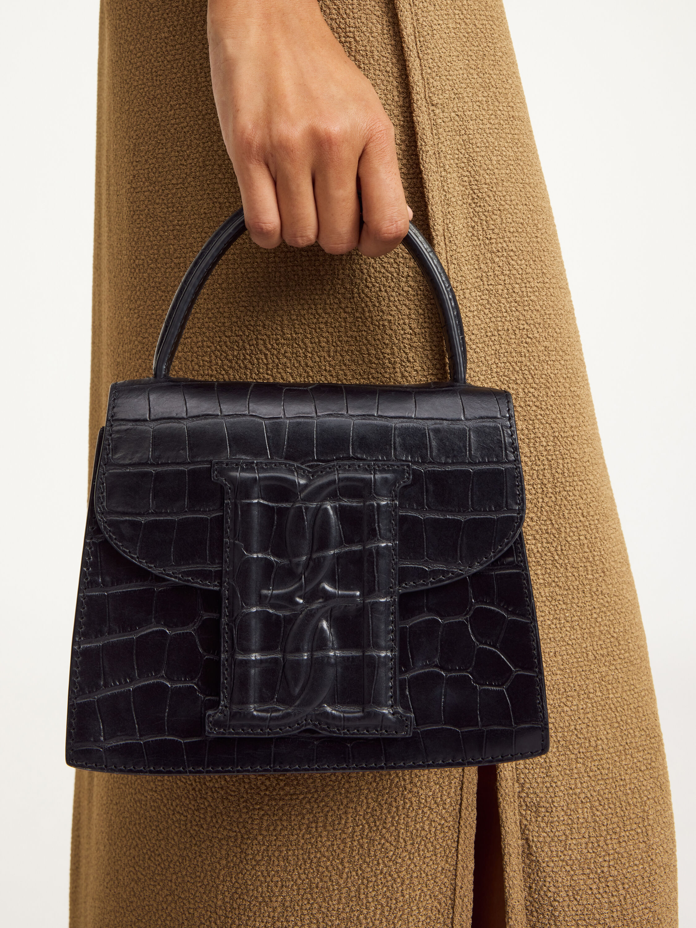 Embossed leather shoulder bag cheap