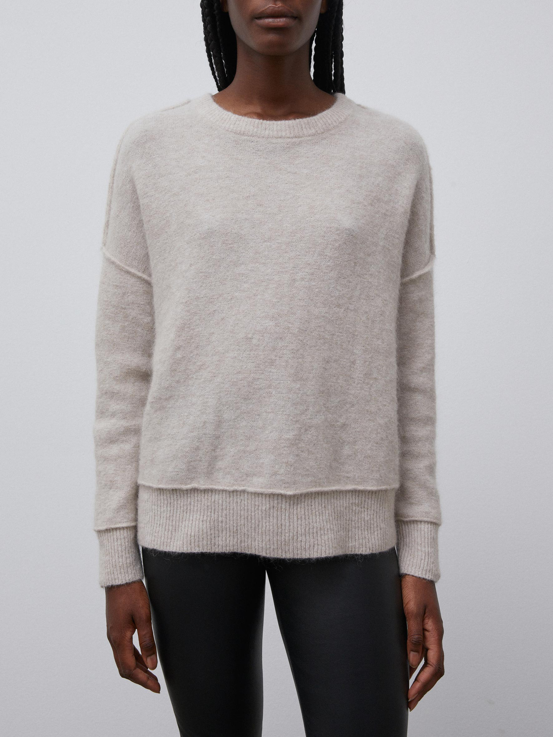 white crew neck jumper