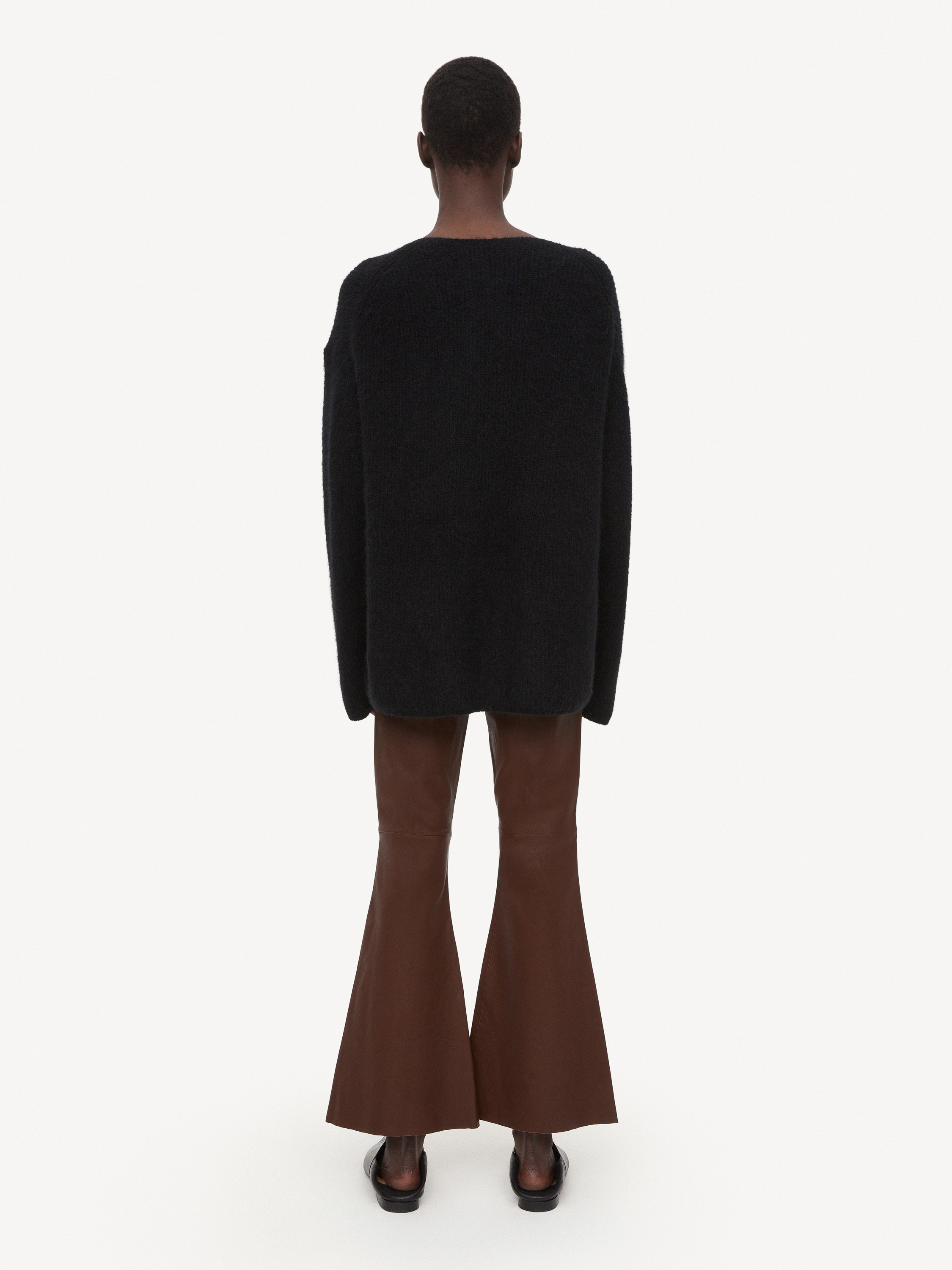 Shop By Malene Birger Evyline Cropped Leather Trousers In Chestnut