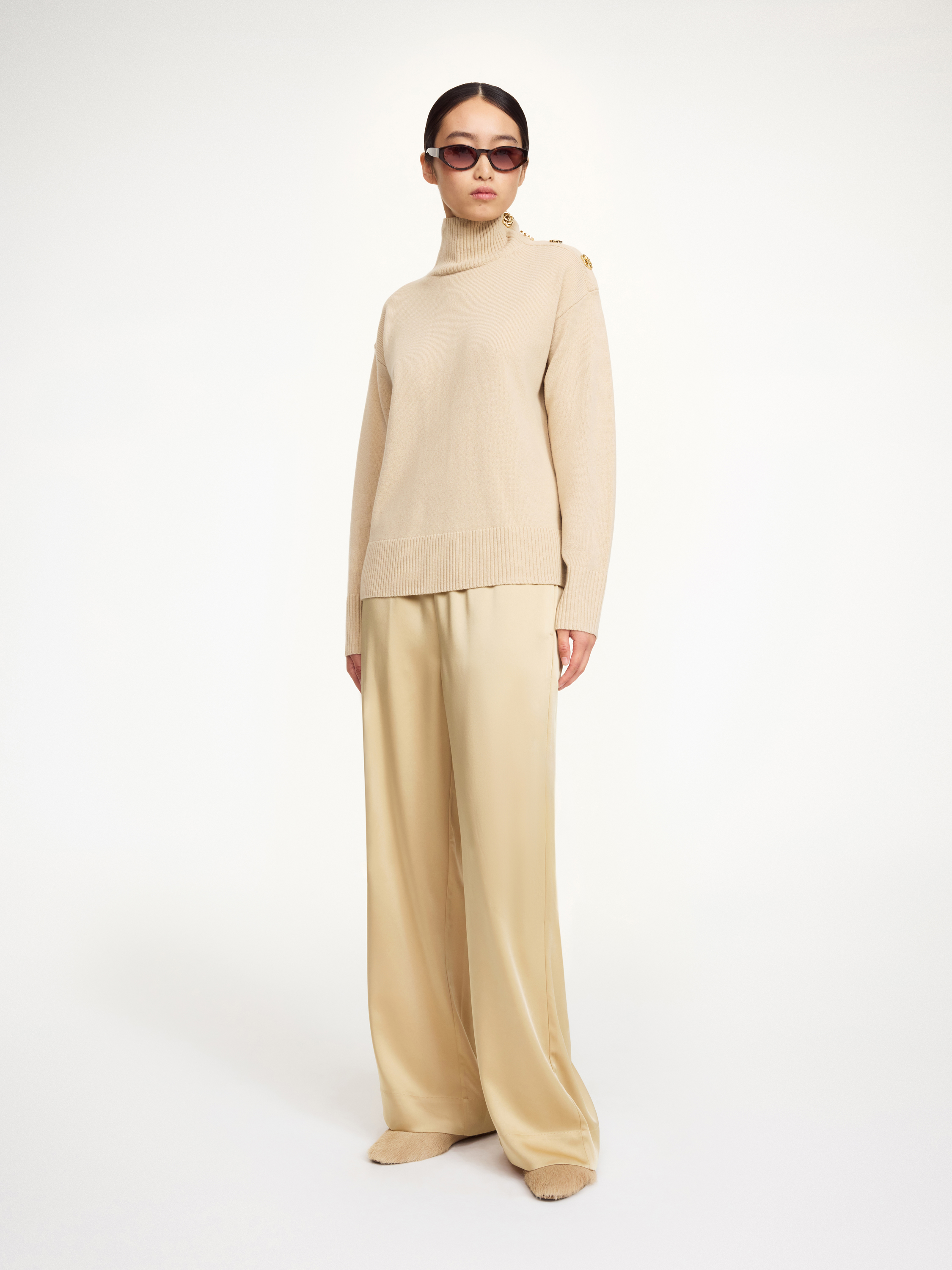 By Malene Birger Cabello Wide-leg Trousers In Nude