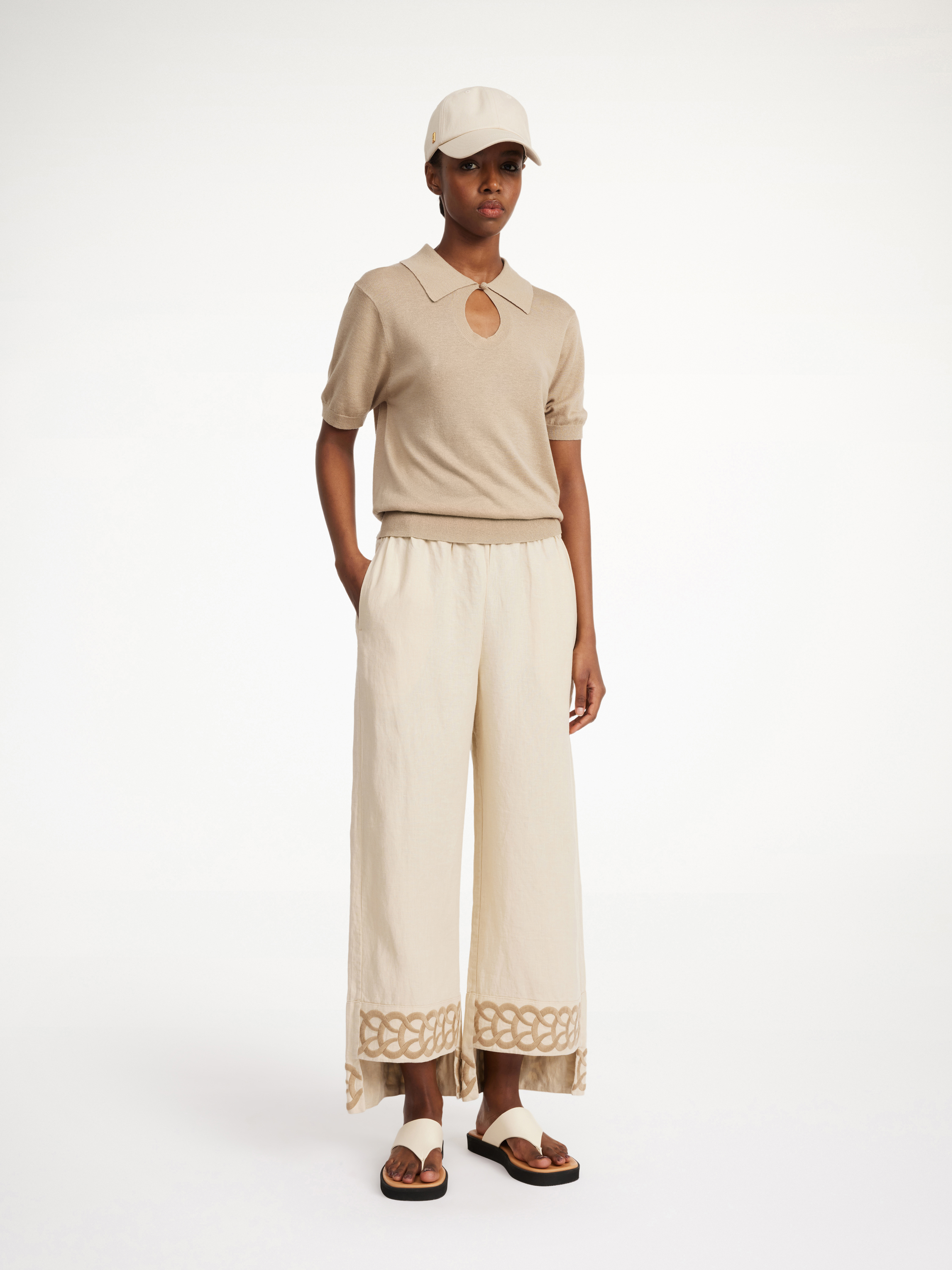 By Malene Birger Elastic Waistband Wide Leg Trousers In Nomad