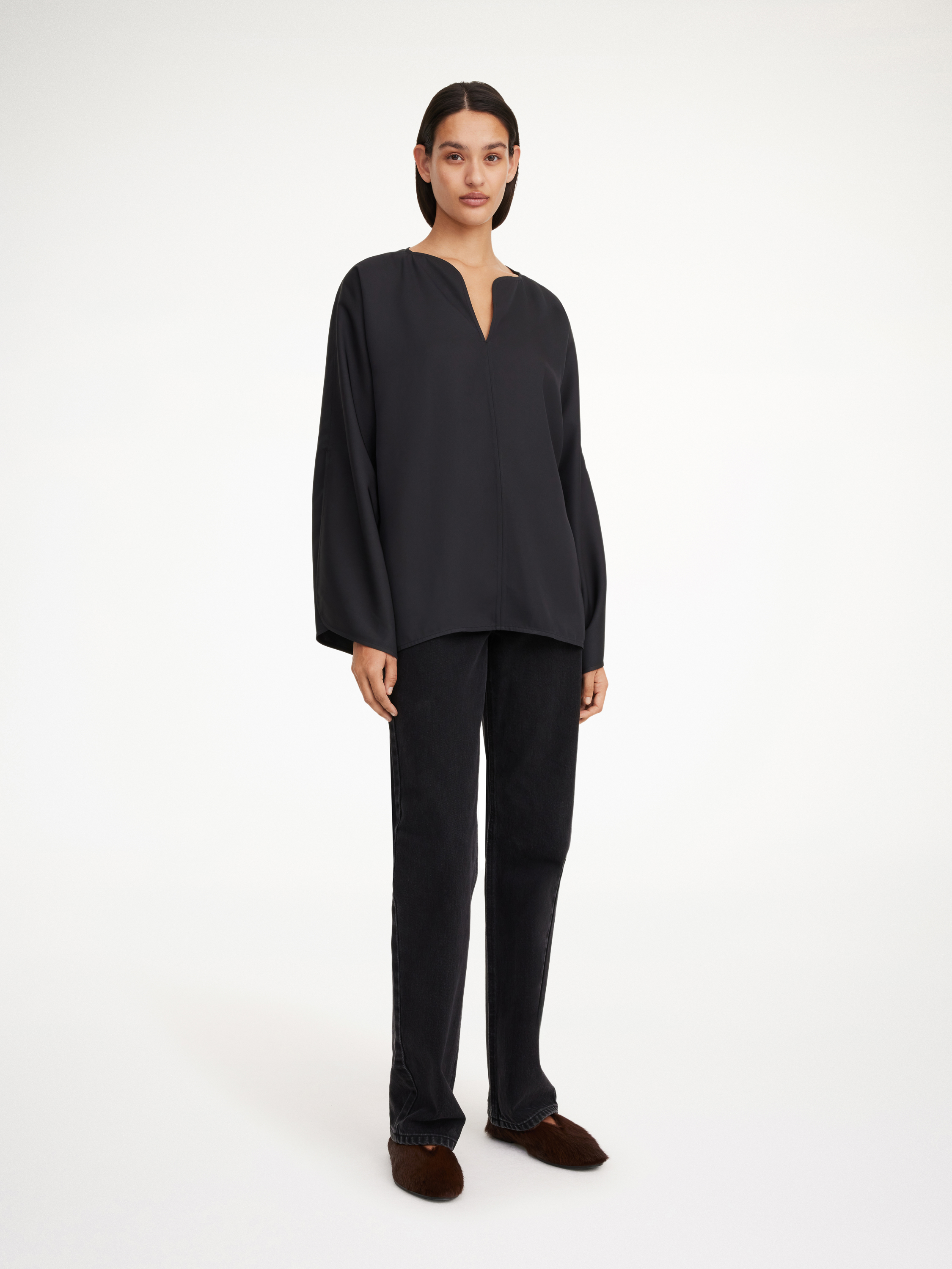 By Malene Birger Slit-sleeve Blouse In Black