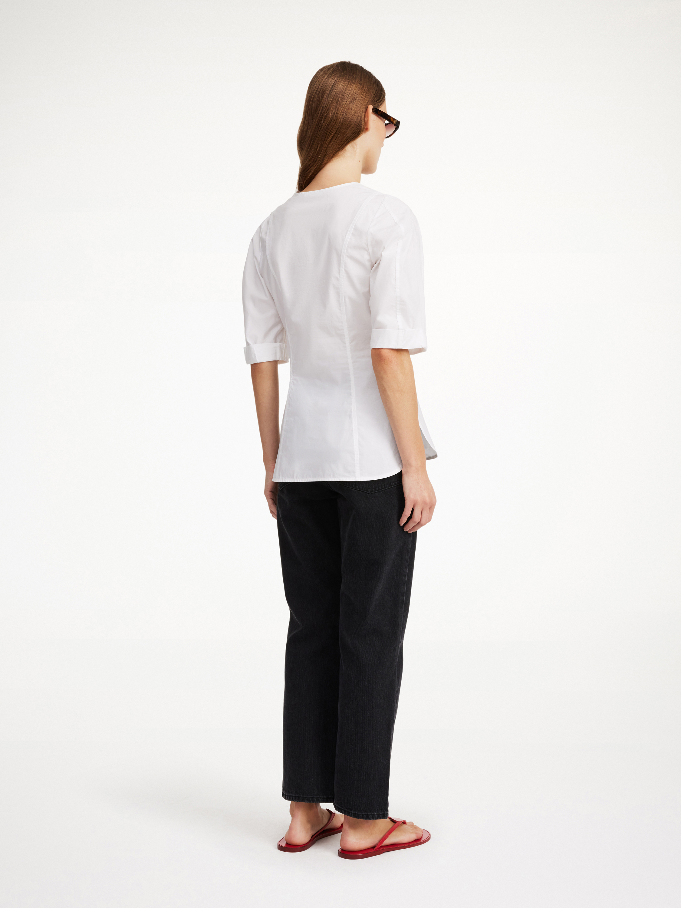 By Malene Birger Liomas Cotton-blend Poplin Top In Pure White