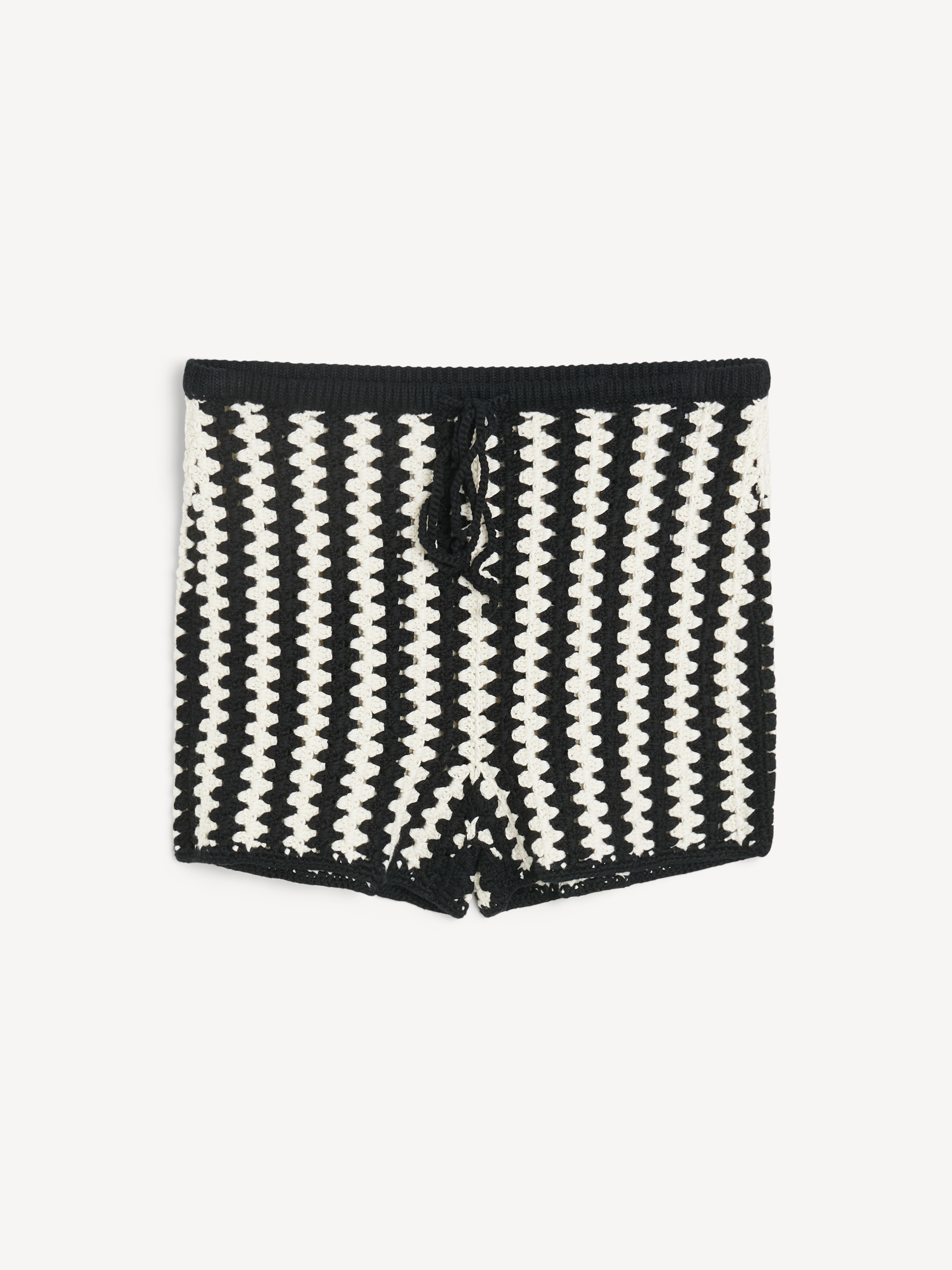 By Malene Birger Dor Organic Cotton Shorts In Crochet Black & White