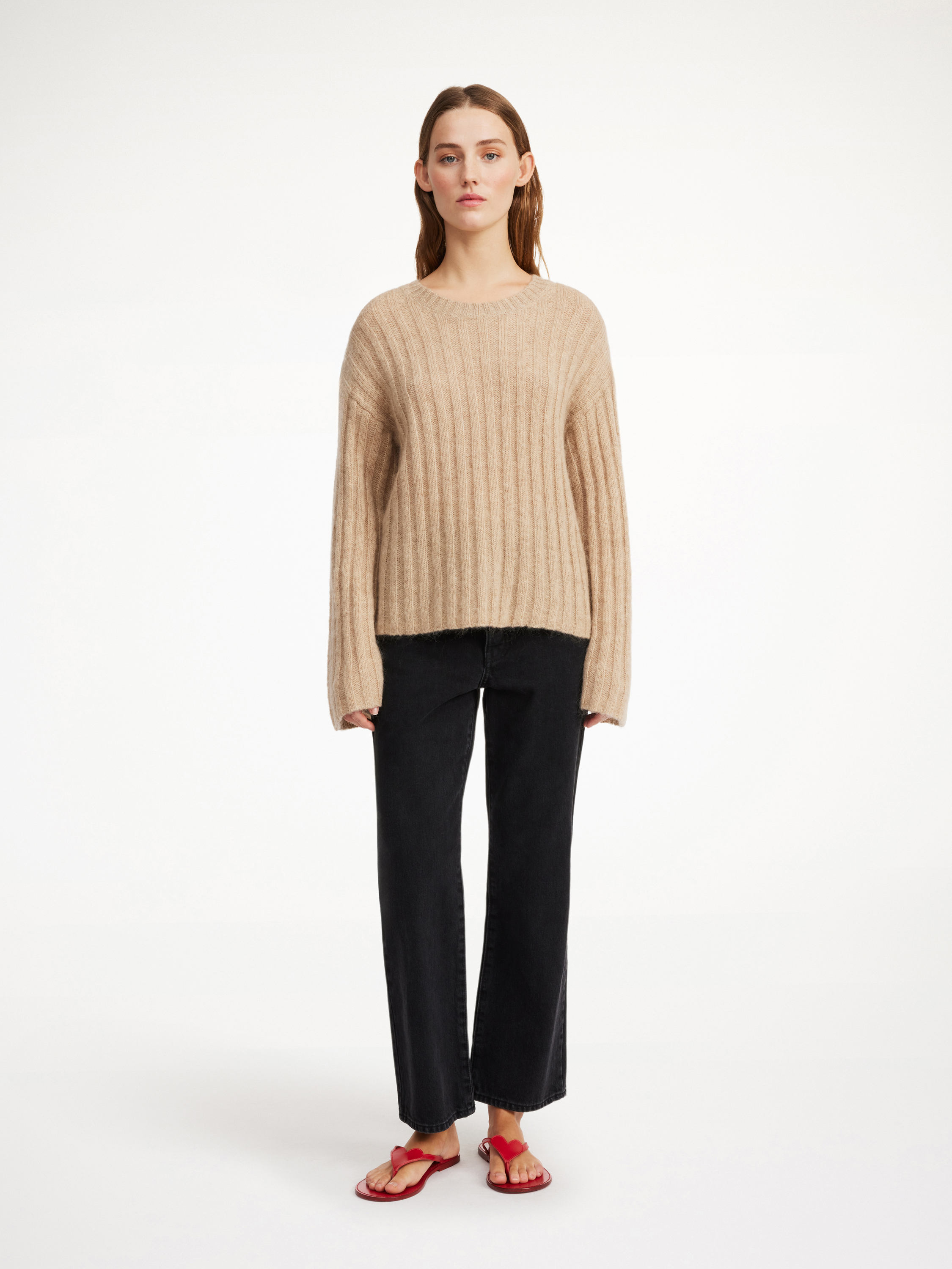 By Malene Birger Cierra Ribbed Sweater In Twill Beige