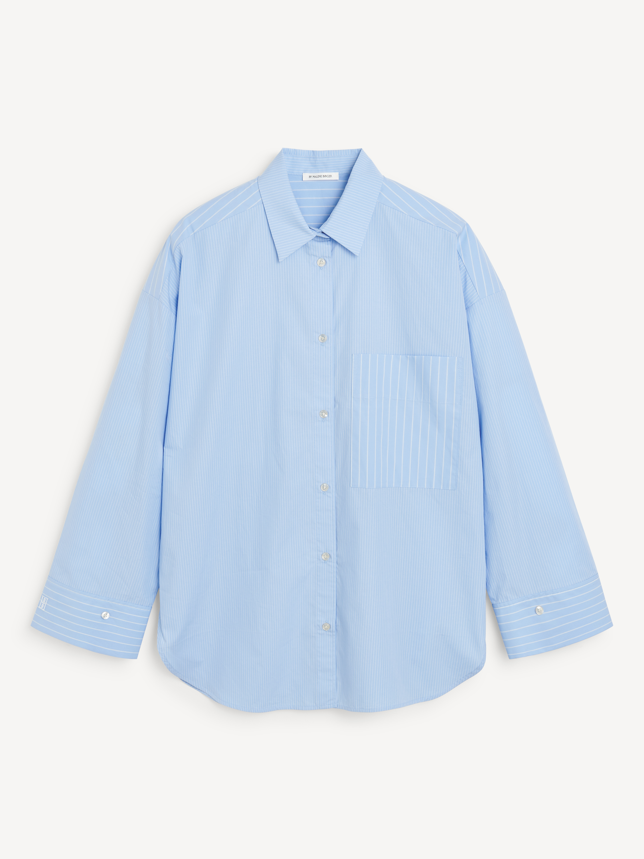 Shop By Malene Birger Derris Organic Cotton Shirt In Blue Iris Stripe Small