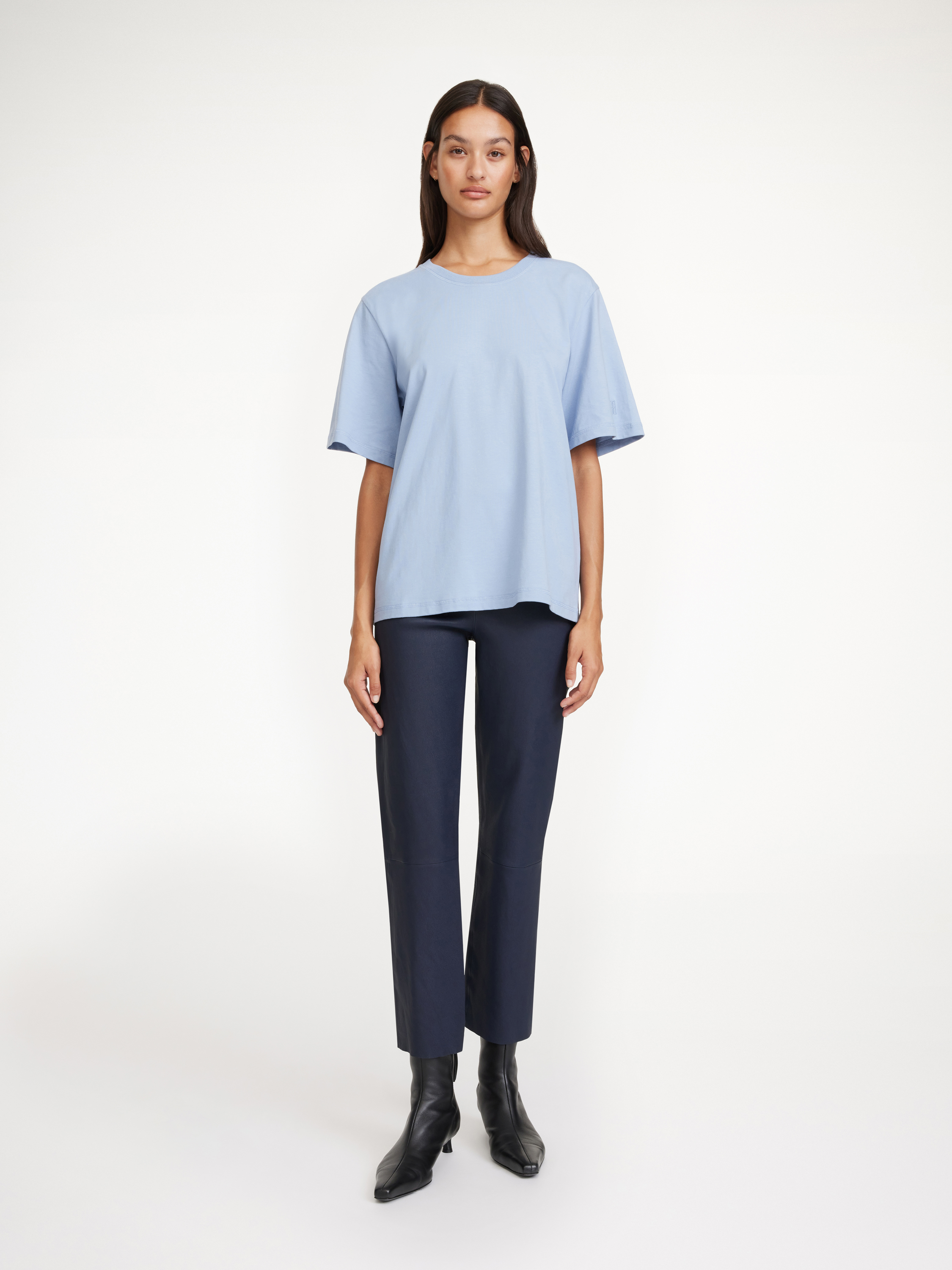 By Malene Birger Florentina Leather Trousers In Navy Blazer