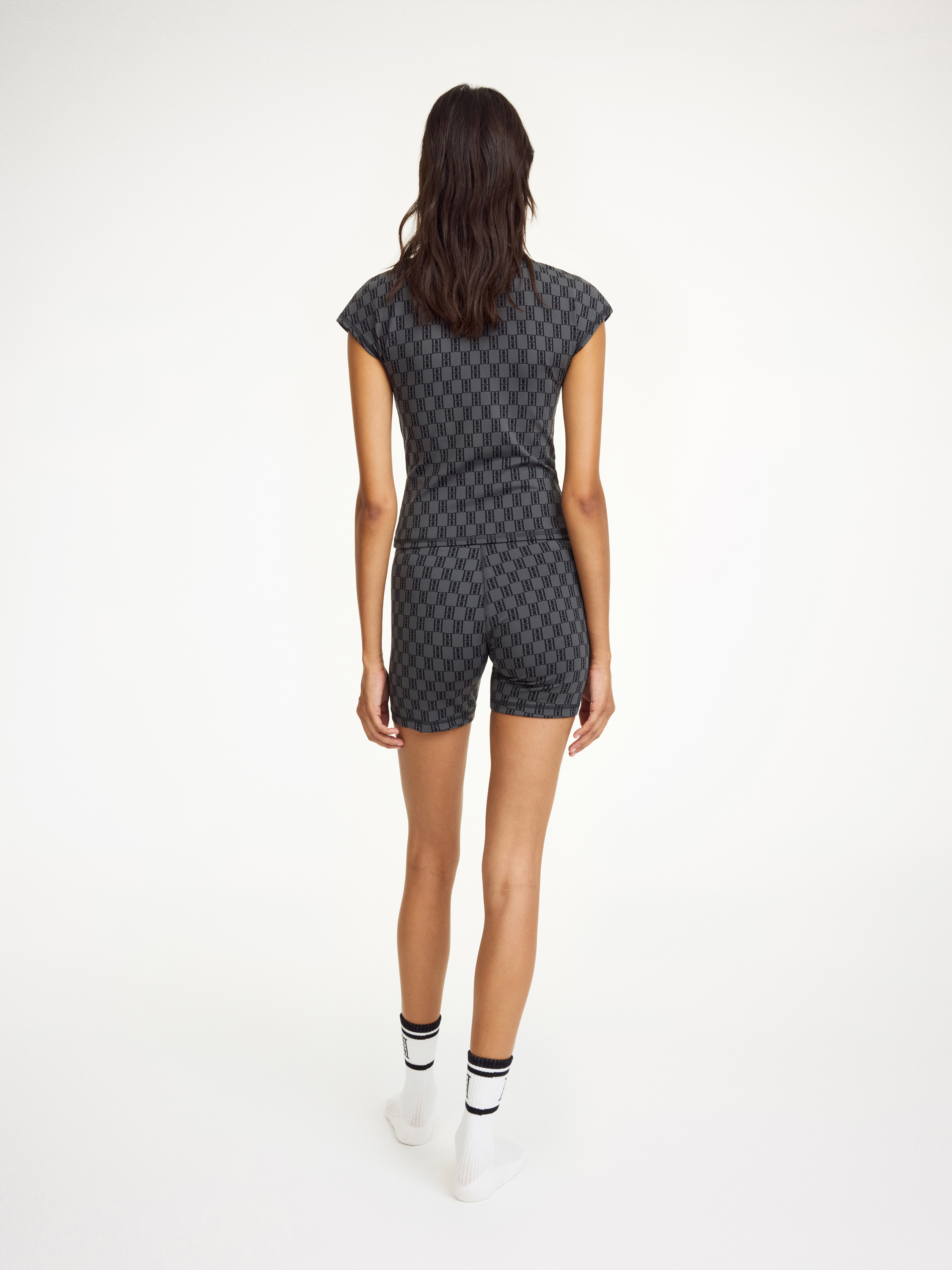 By Malene Birger Venazia Athletic Top In Monogram Black & Grey