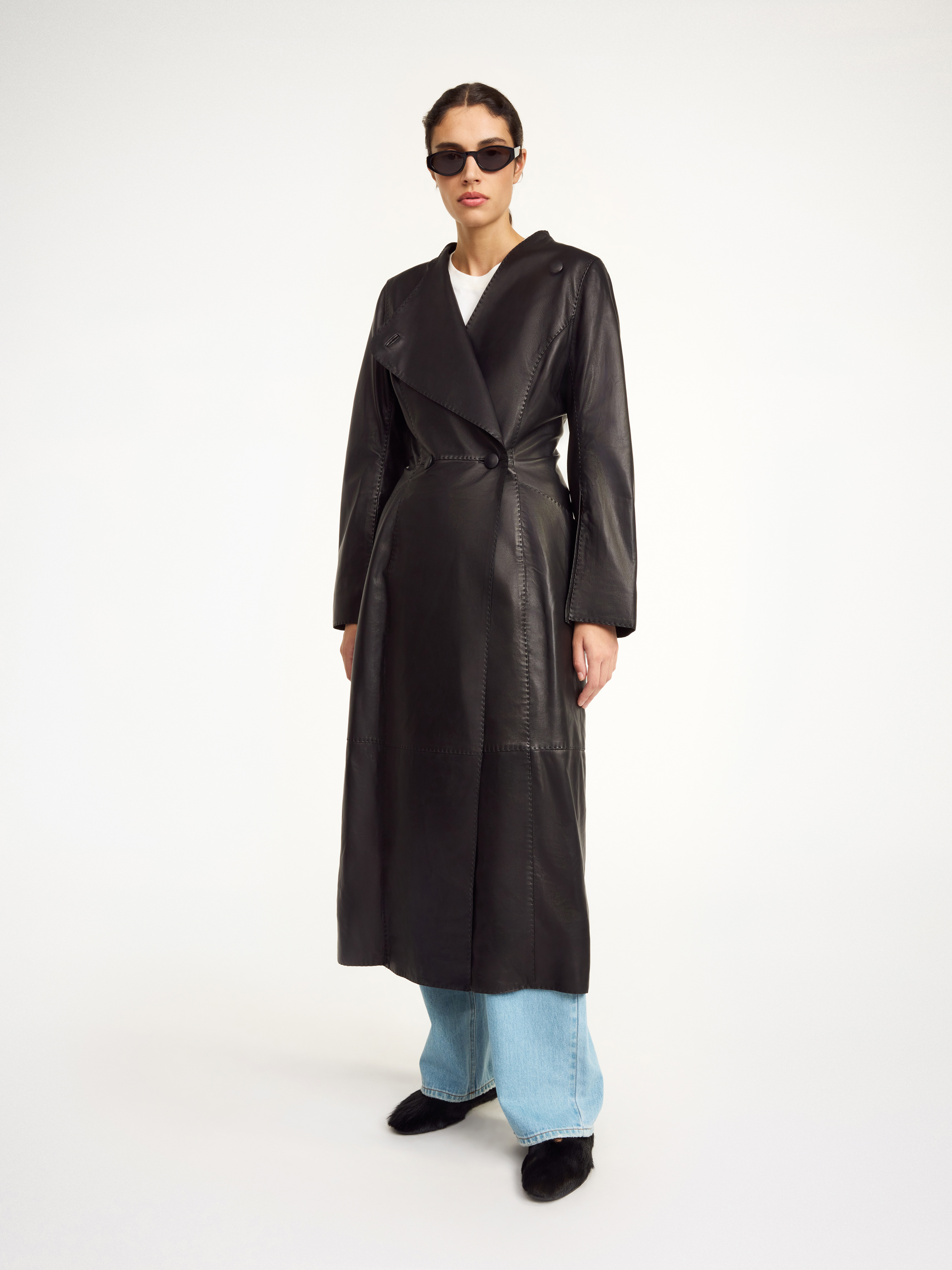 By Malene Birger ´sirrena Leather Coat In Black