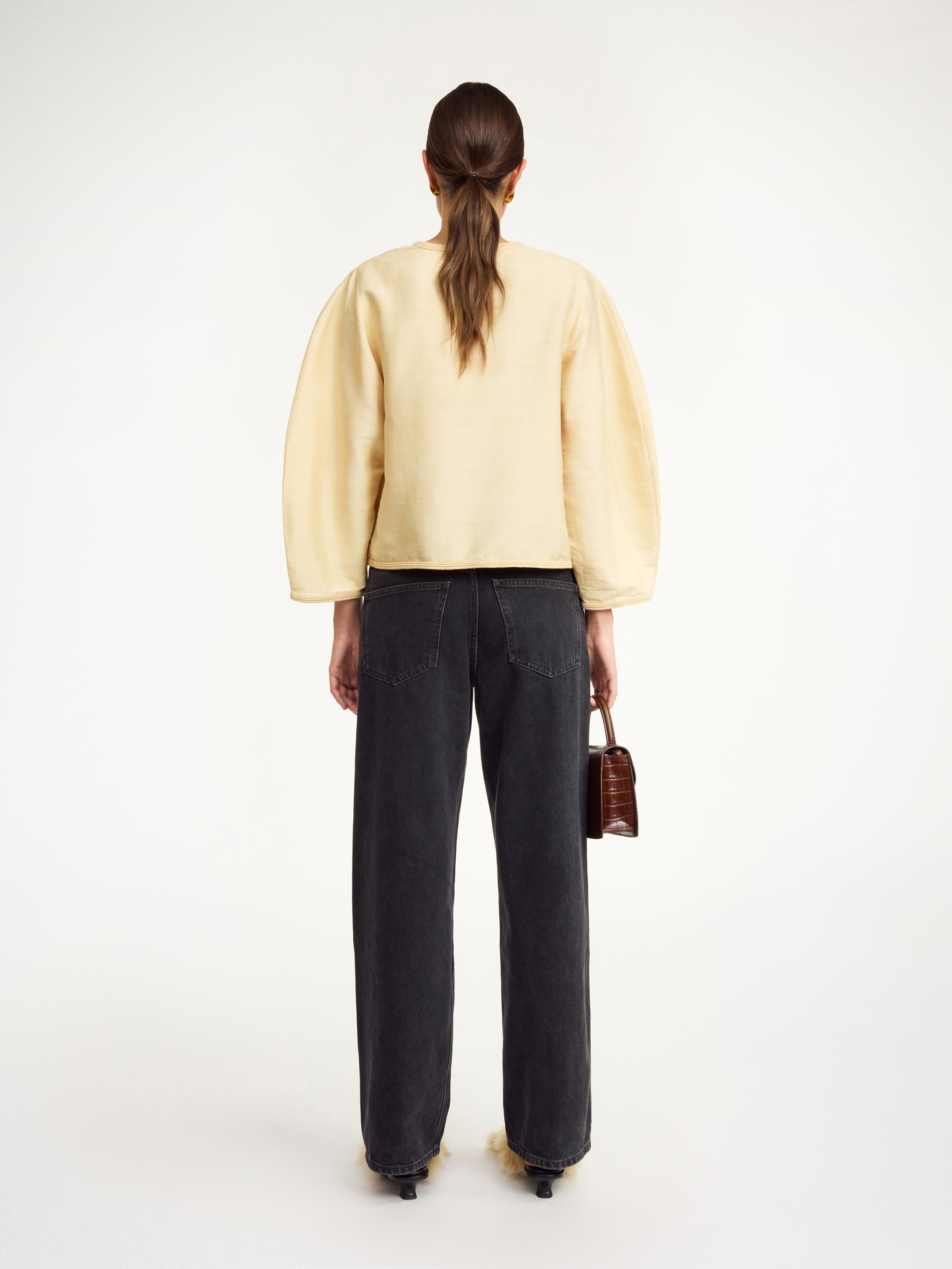 Shop By Malene Birger Mineas Silk Top In Sea Mist