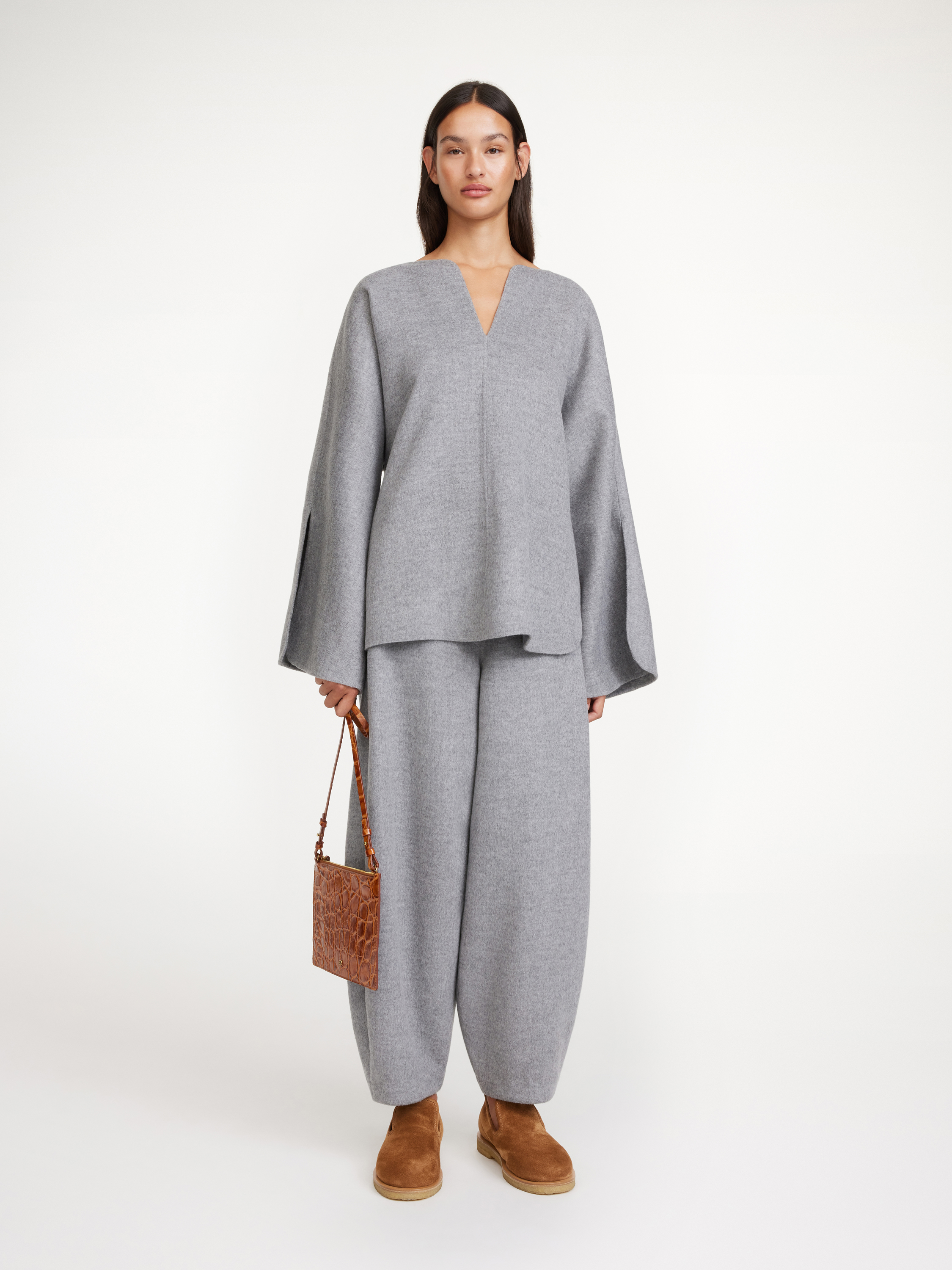 Shop By Malene Birger Calias Blouse In Grey Melange