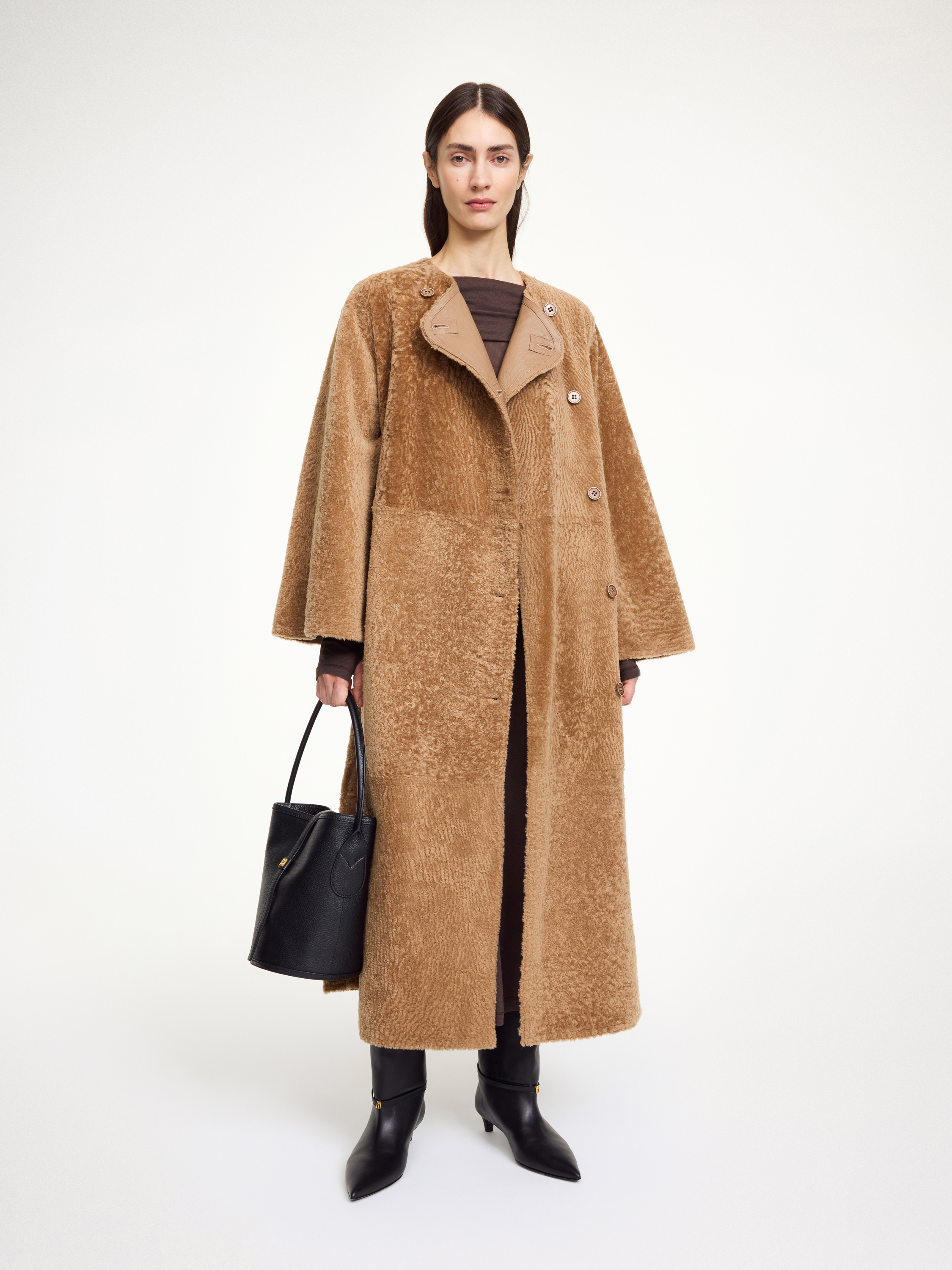 By Malene Birger Sandria Shearling Coat In Brown