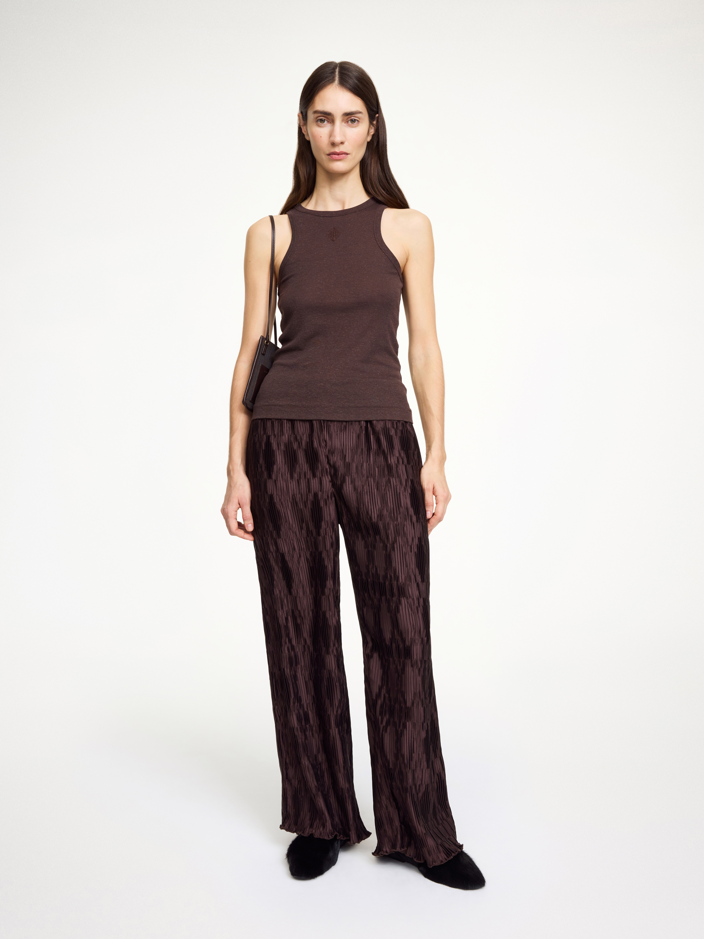 By Malene Birger Pleated Wide-leg Casual Pants In Brown