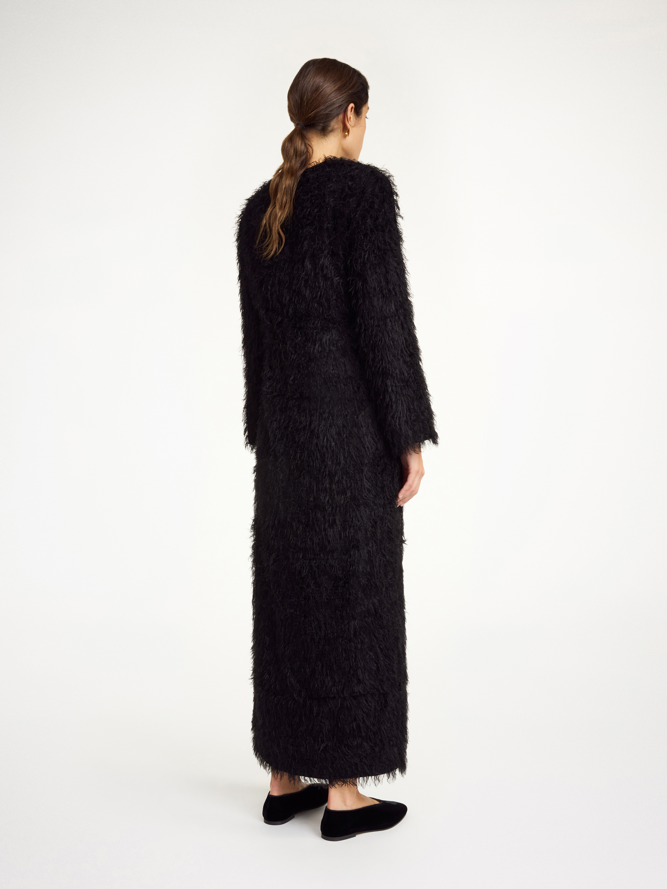By Malene Birger Susenne Textured Vegan Fur Maxi Dress In Black