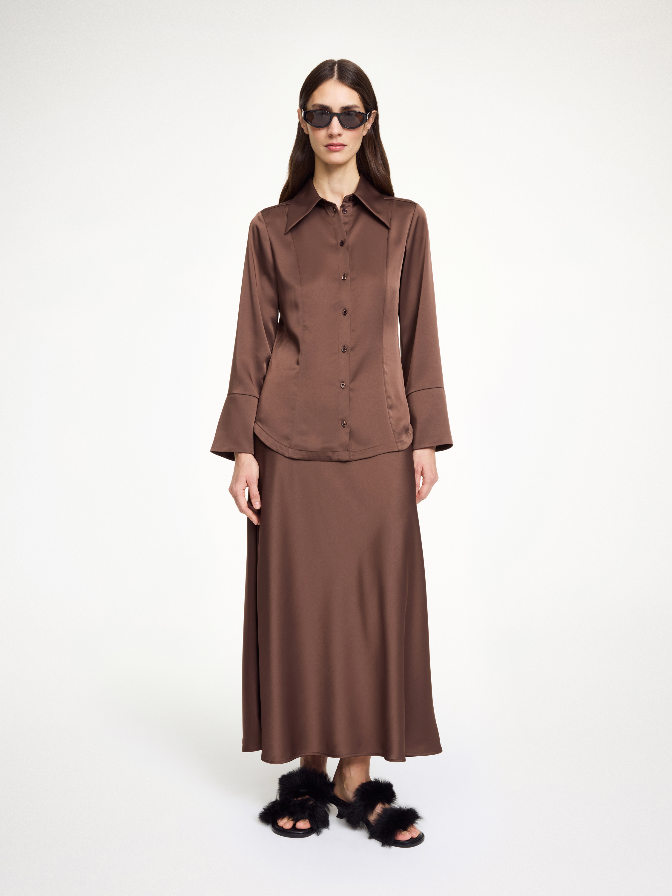 By Malene Birger Rosiannas Satin Shirt In Brown