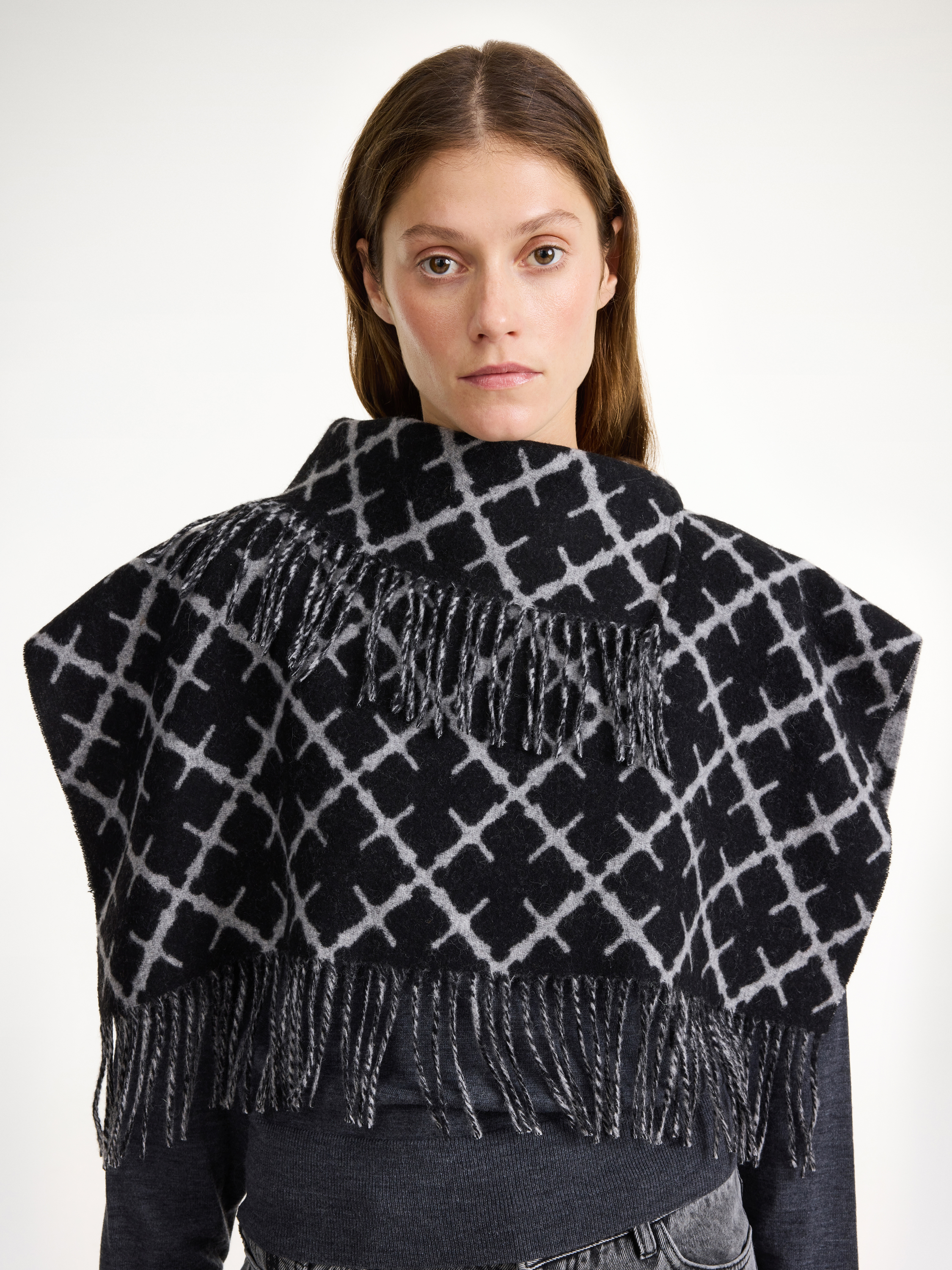 By Malene Birger Turtlos Wool Bib In Light Grey Melange
