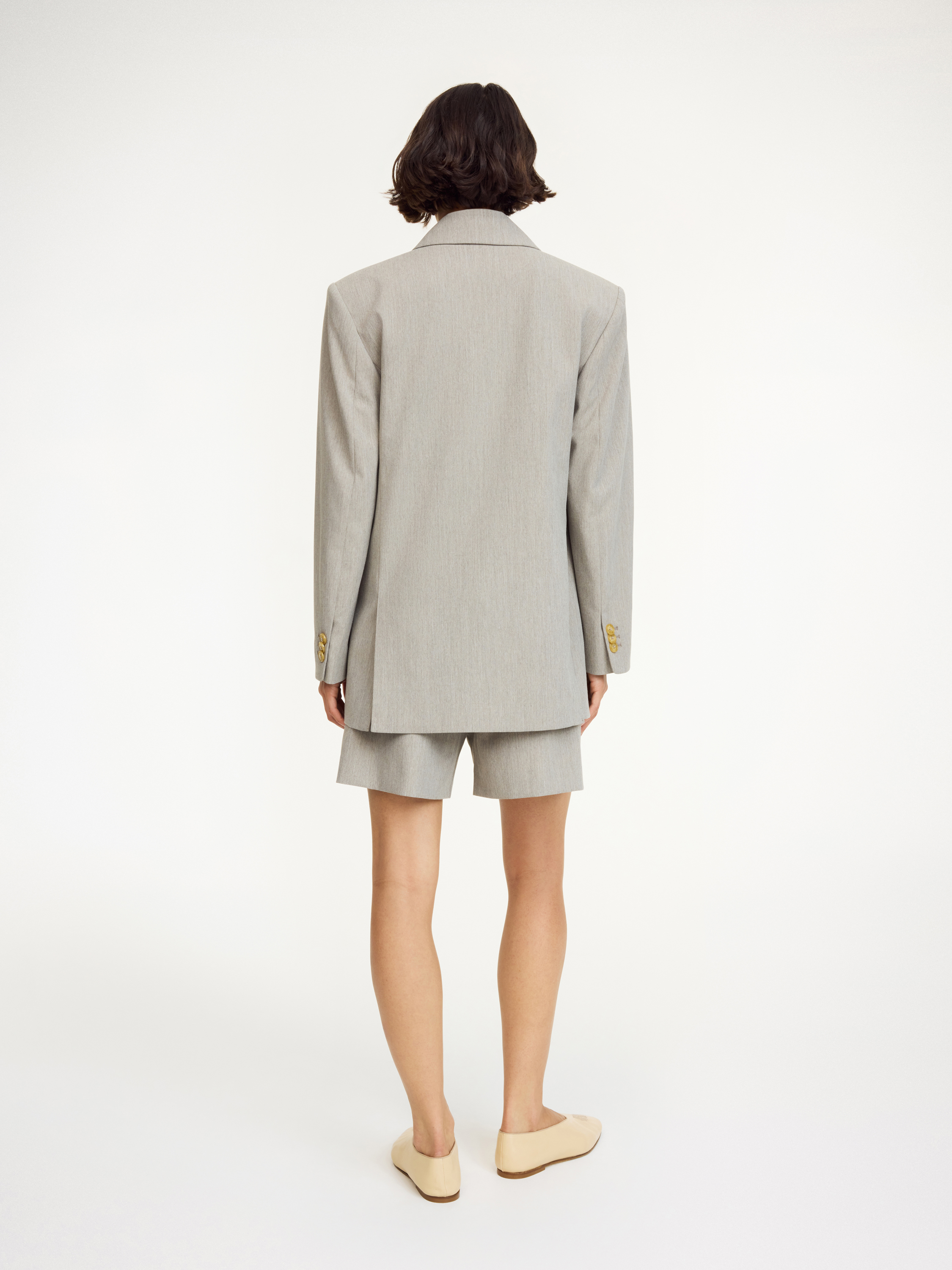 By Malene Birger Railey Double-breasted Blazer In Grey Brown Melange