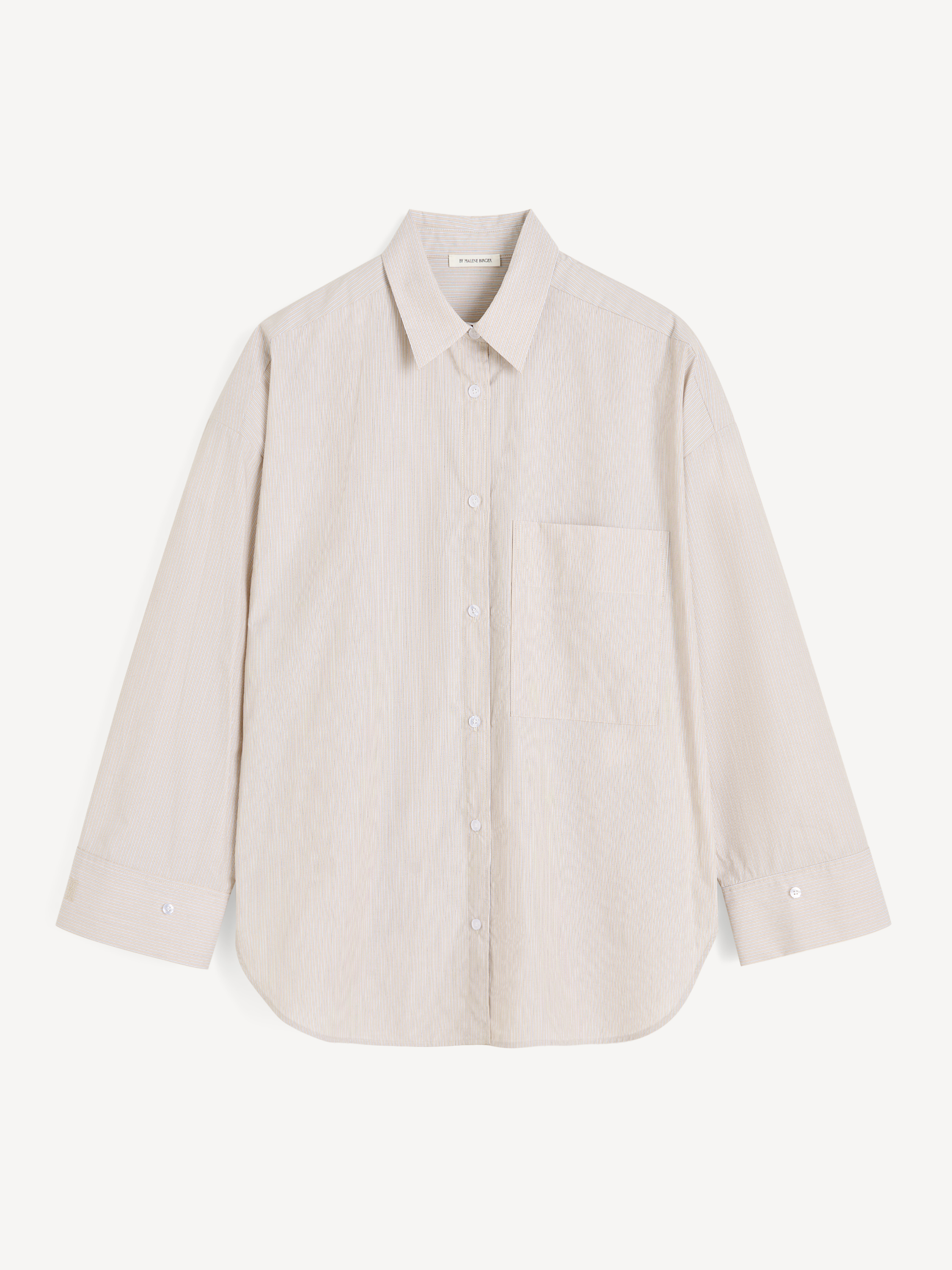 By Malene Birger Women's Old Beige Thin Stripe Derris Organic Cotton Shirt Size 38
