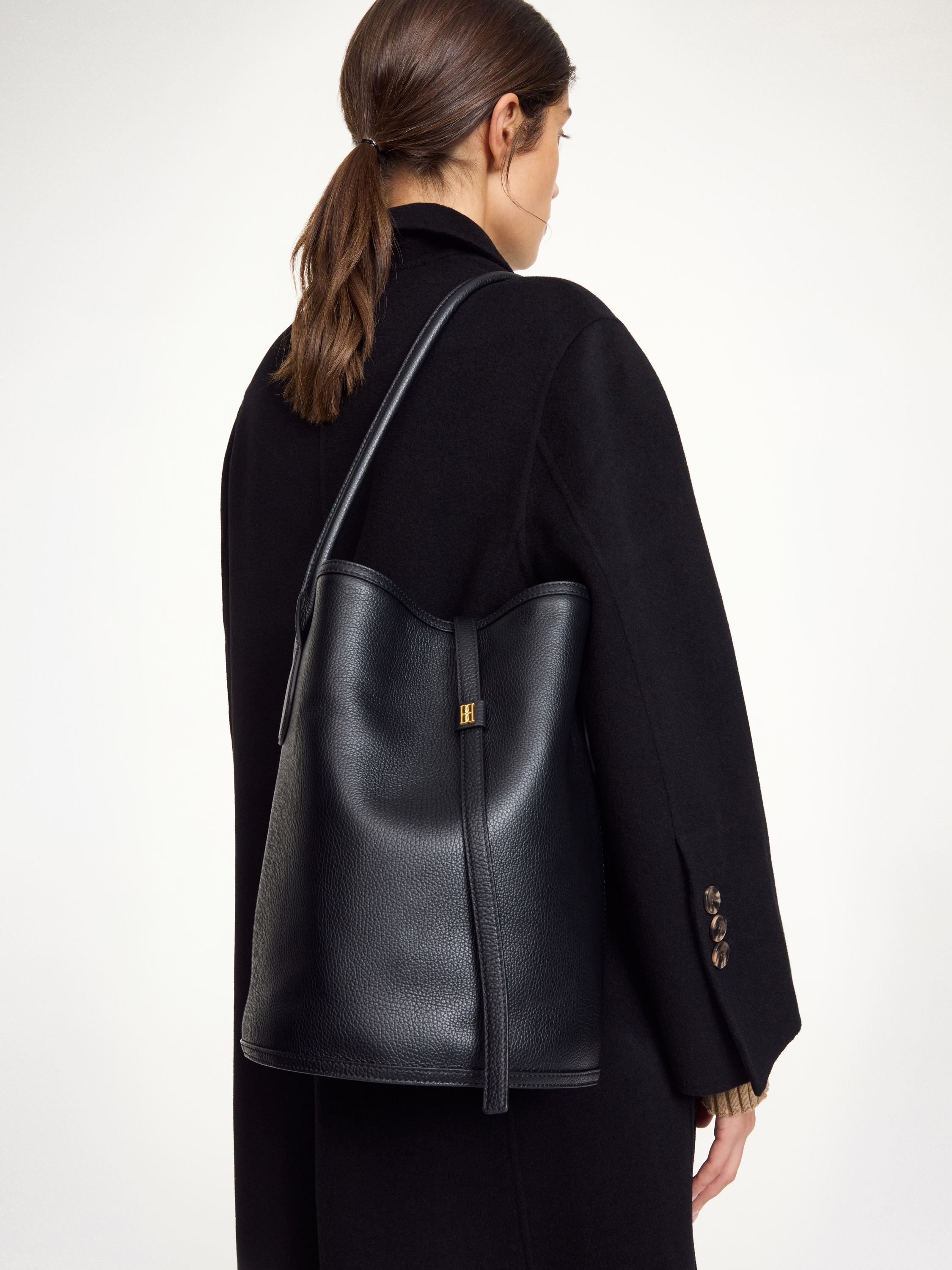 By Malene Birger Maryllon Grainy Bucket Bag In Black