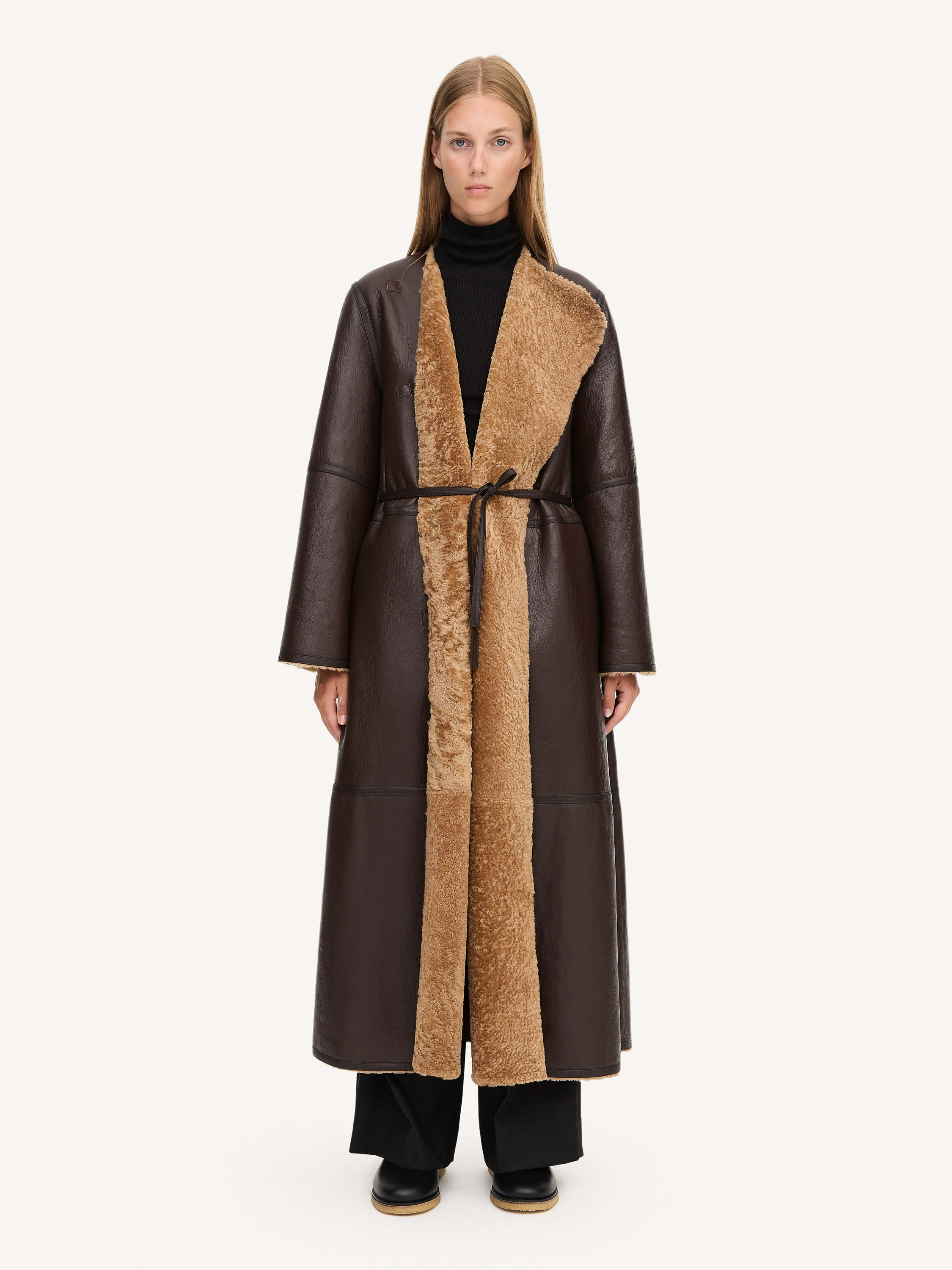 By Malene Birger Sandras Shearling Coat In Brown