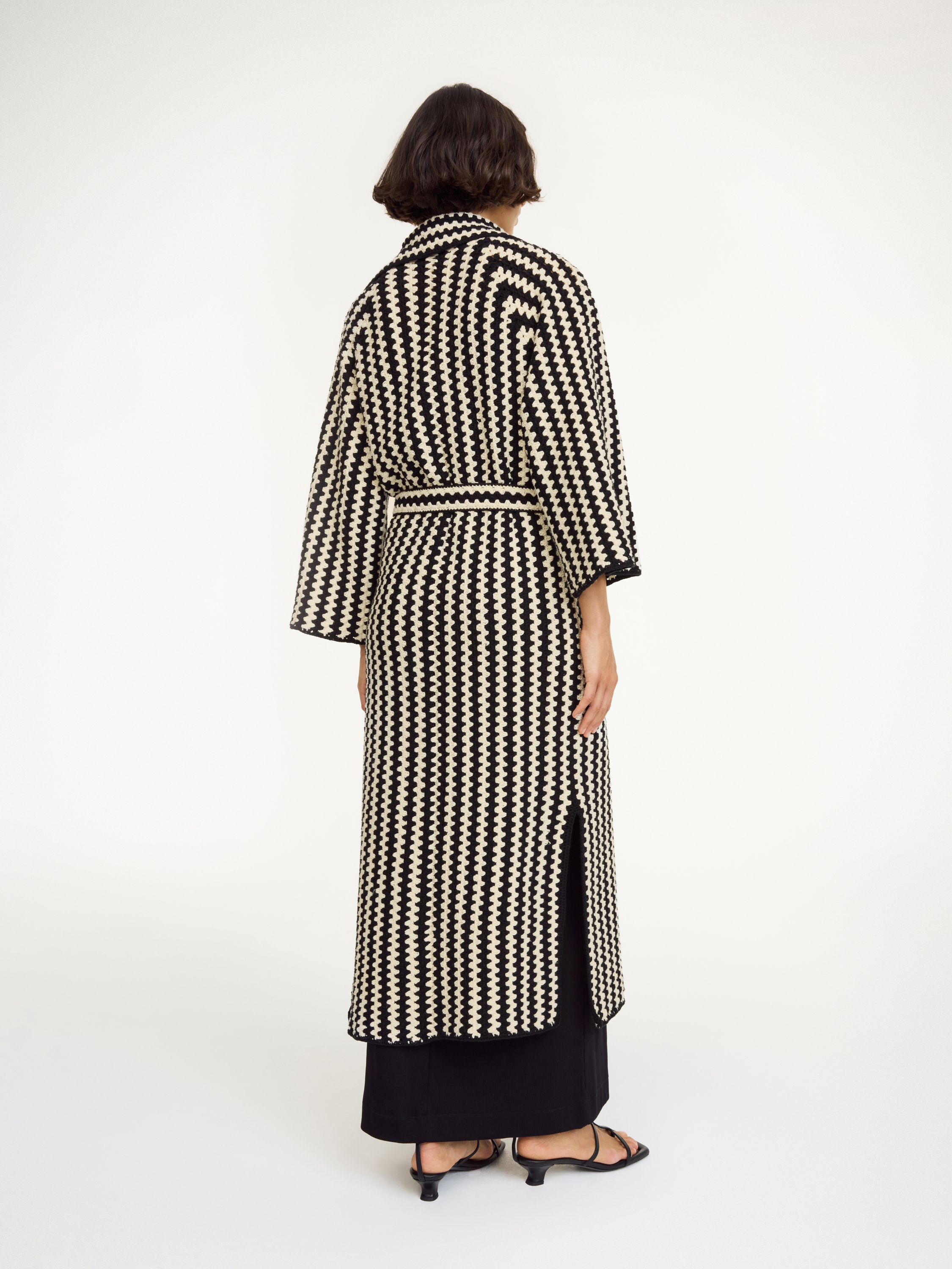 By Malene Birger Dina Crocheted Organic Cotton Cardigan In Crochet Black & White
