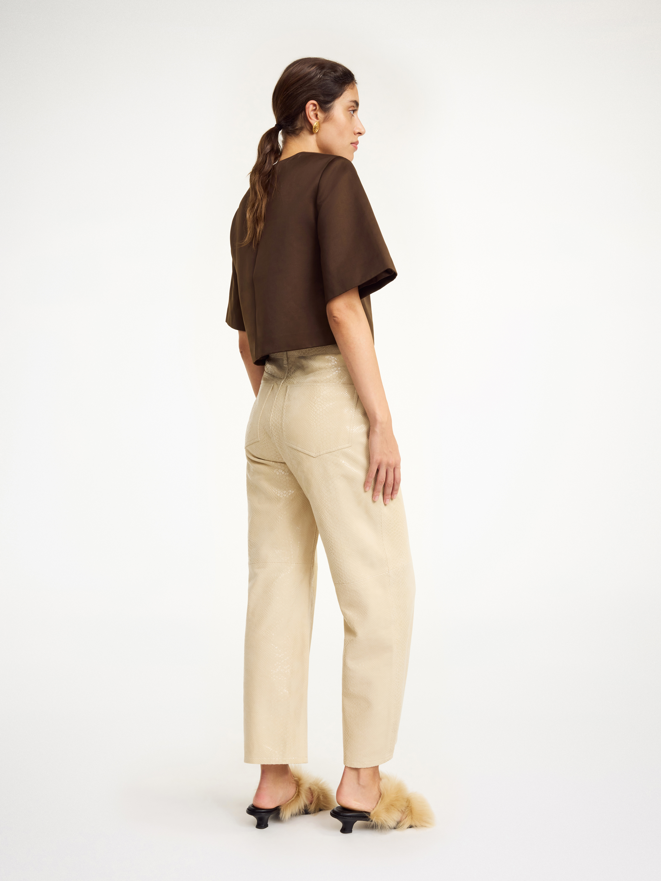 Shop By Malene Birger Cailys Leather Trousers In Nomad